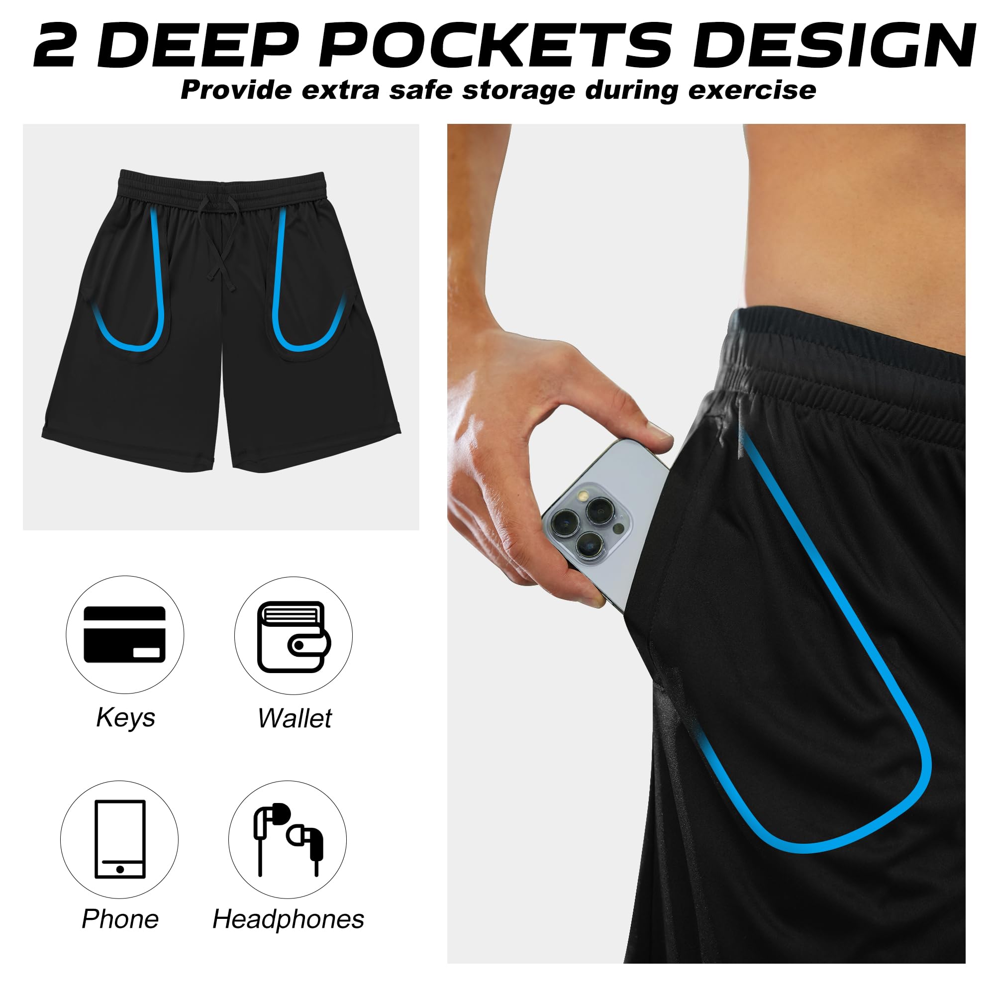 Foto 4 pulgar | Pantalones Cortos Deportivos Balennz Para Hombre Con Bolsillos Y Cintura Elástica - Venta Internacional.