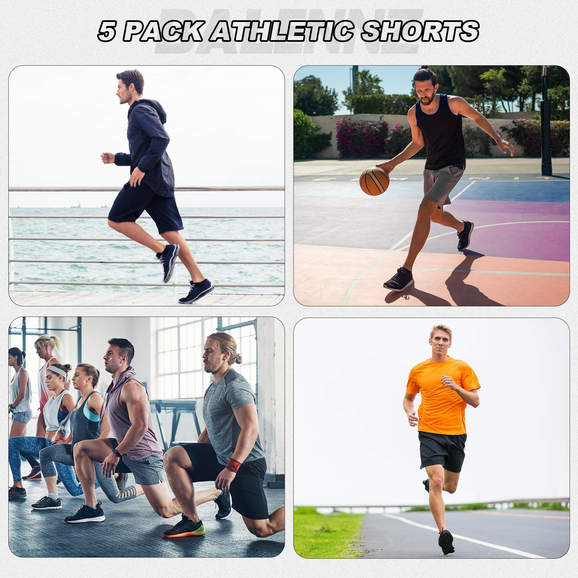 Foto 5 | Pantalones Cortos Deportivos Balennz Para Hombre Con Bolsillos Y Cintura Elástica - Venta Internacional.