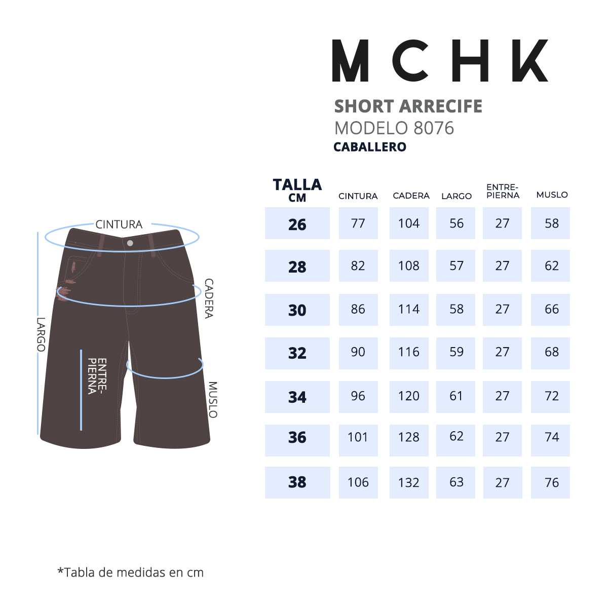 Foto 6 | Short De Mezclilla Mchk. Caballero, Color Arrecife. Modelo 8076