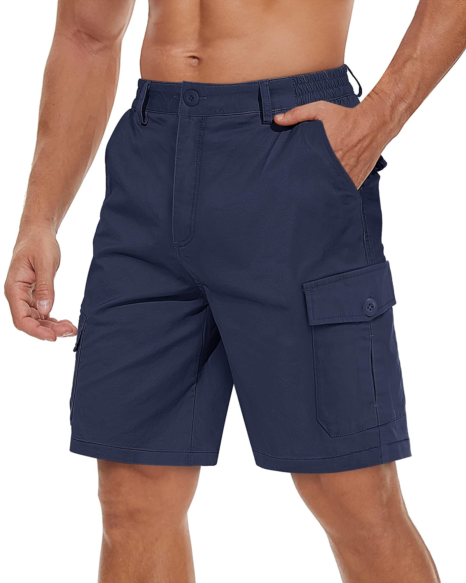 Foto 2 pulgar | Pantalones Cortos Cargo Tacvasen De Algodón De Secado Rápido Para Hombre, Color Azul Marino - Venta Internacional.