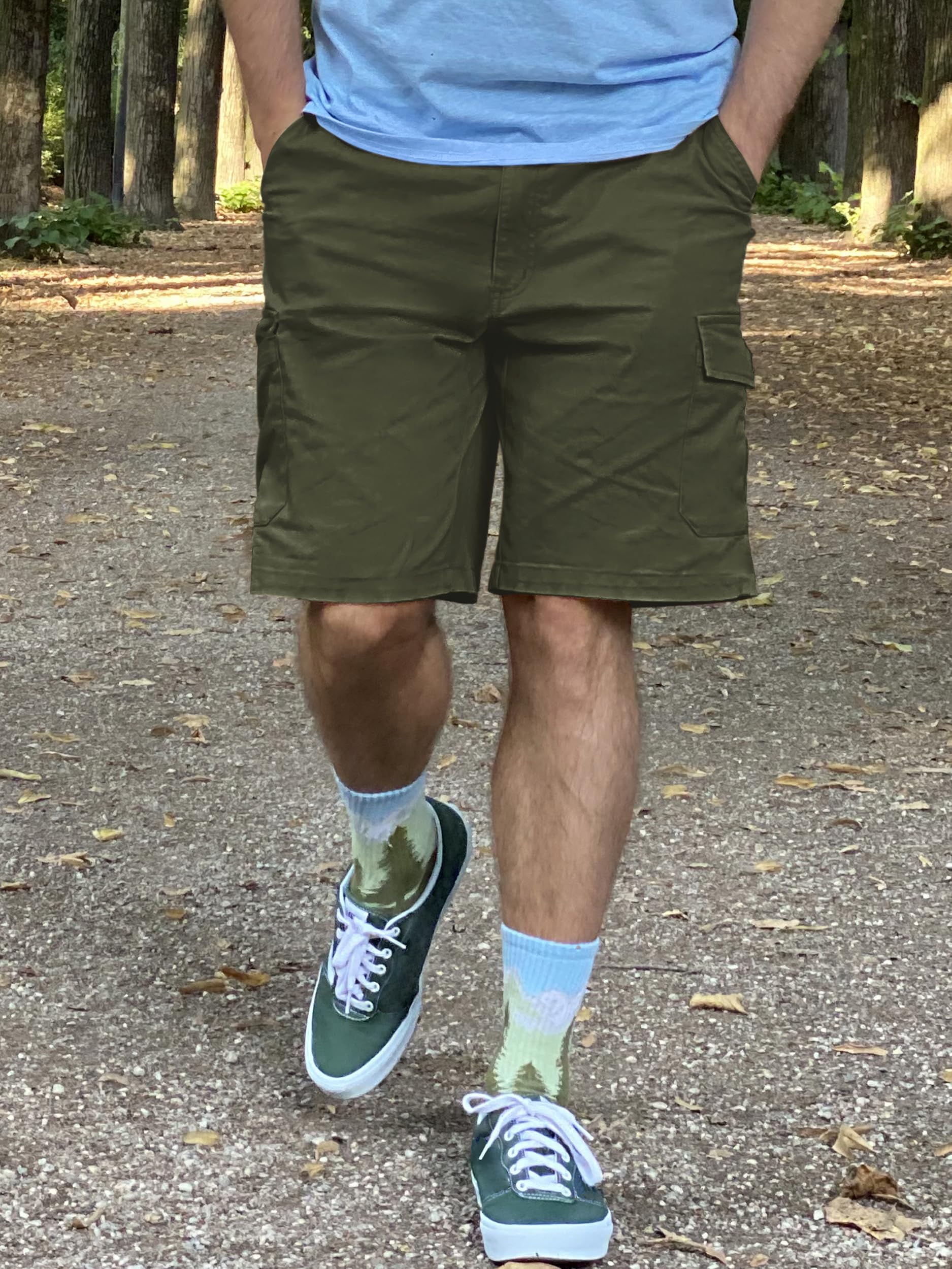 Foto 3 pulgar | Pantalones Cortos Tacvasen Military Para Hombre Con Bolsillos, Cintura Elástica, Color Verde Militar - Venta Interna