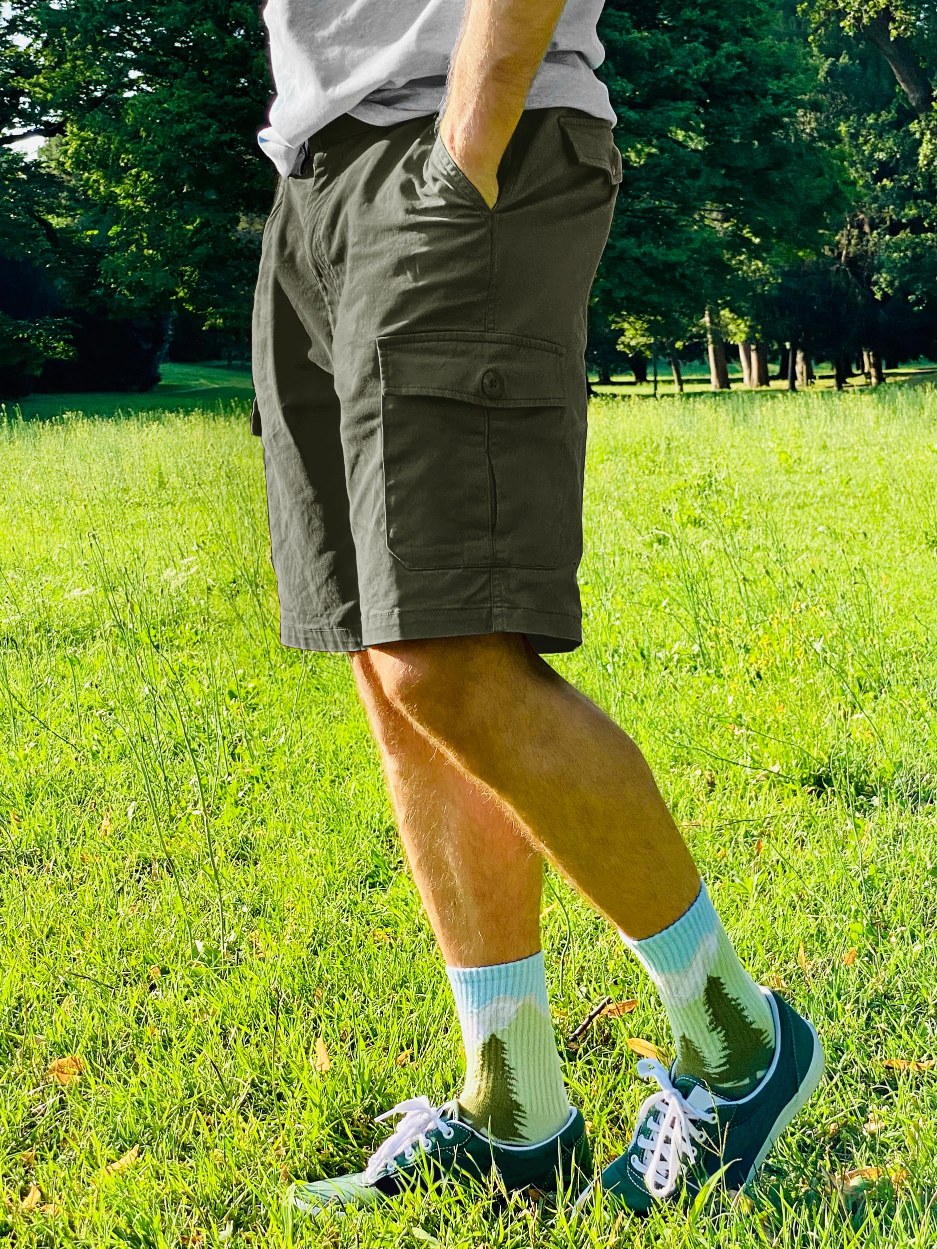 Foto 5 pulgar | Pantalones Cortos Tacvasen Military Para Hombre Con Bolsillos, Cintura Elástica, Color Verde Militar - Venta Interna