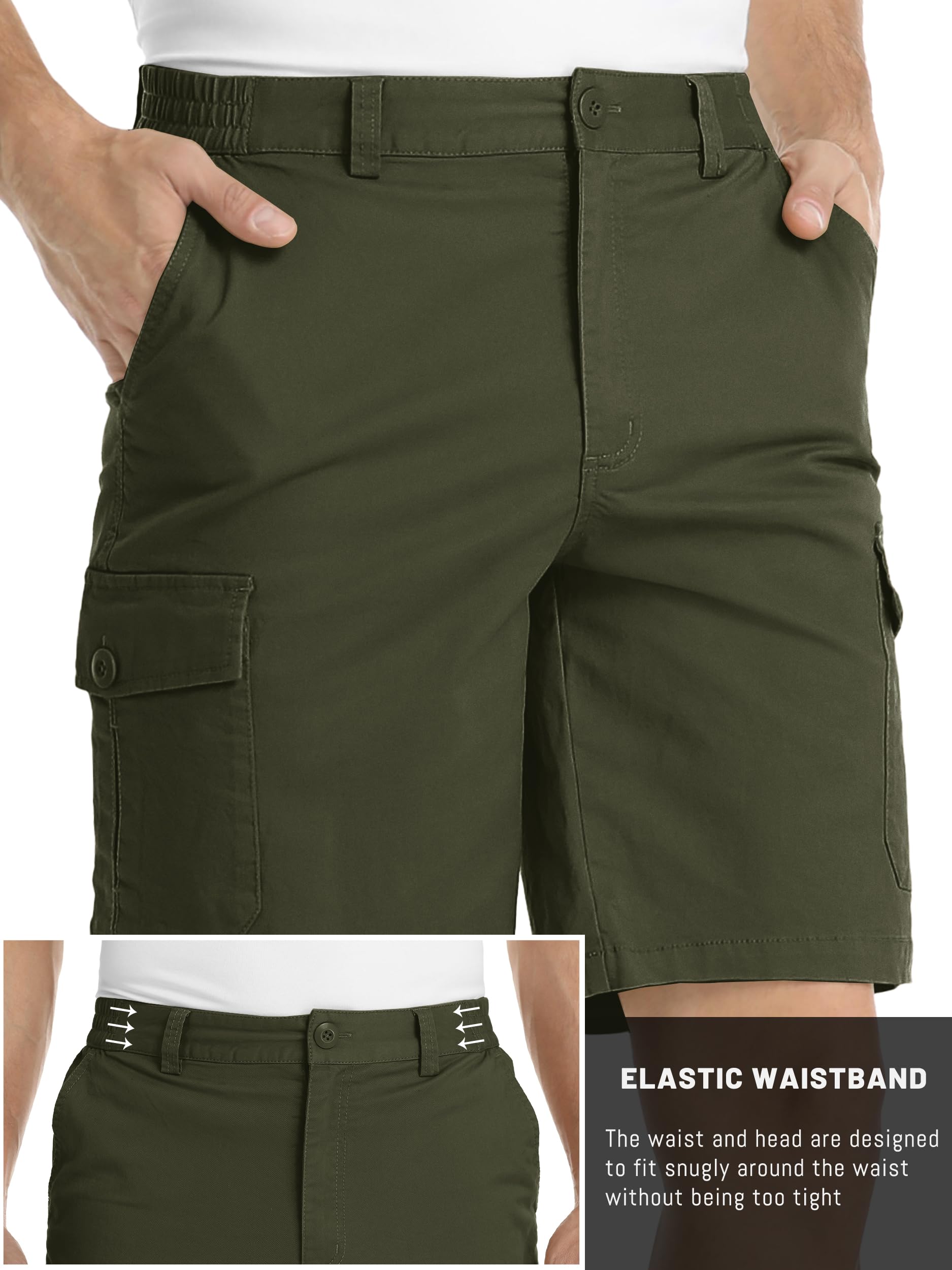 Foto 6 pulgar | Pantalones Cortos Tacvasen Military Para Hombre Con Bolsillos, Cintura Elástica, Color Verde Militar - Venta Interna
