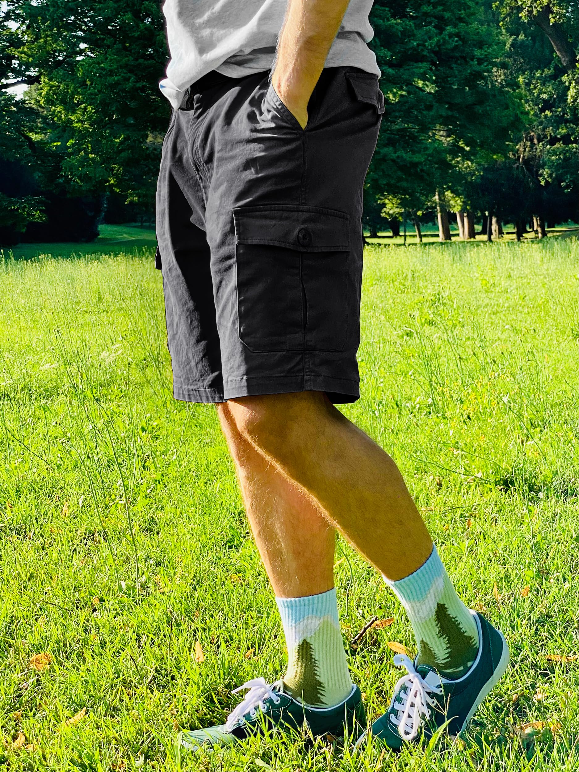 Foto 5 pulgar | Pantalones Cortos Cargo Tacvasen Para Hombre De Algodón Negro Con Bolsillos - Venta Internacional.