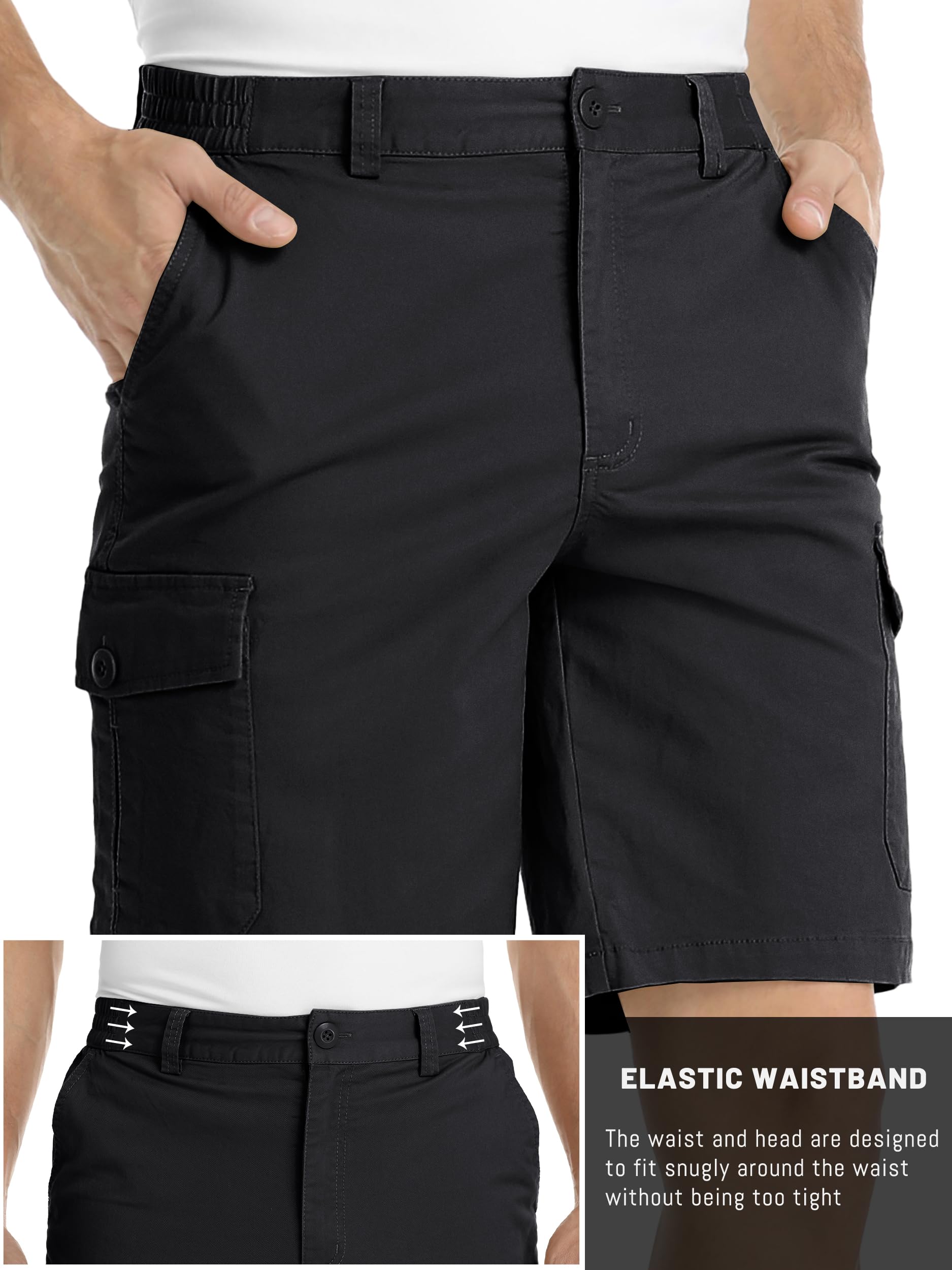 Foto 6 pulgar | Pantalones Cortos Cargo Tacvasen Para Hombre De Algodón Negro Con Bolsillos - Venta Internacional.