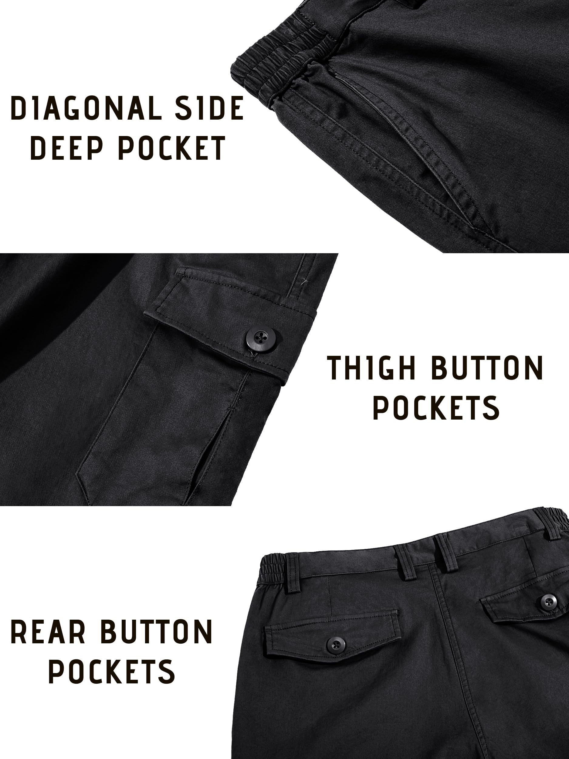 Foto 7 pulgar | Pantalones Cortos Cargo Tacvasen Para Hombre De Algodón Negro Con Bolsillos - Venta Internacional.