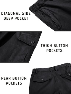 Foto 6 | Pantalones Cortos Cargo Tacvasen Para Hombre De Algodón Negro Con Bolsillos - Venta Internacional.
