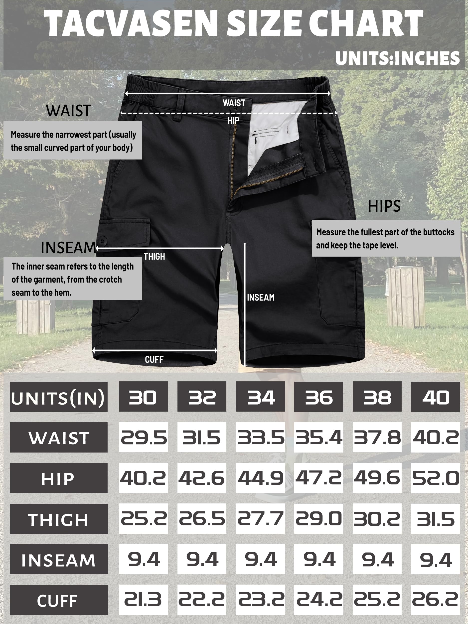 Foto 7 | Pantalones Cortos Cargo Tacvasen Para Hombre De Algodón Negro Con Bolsillos - Venta Internacional.