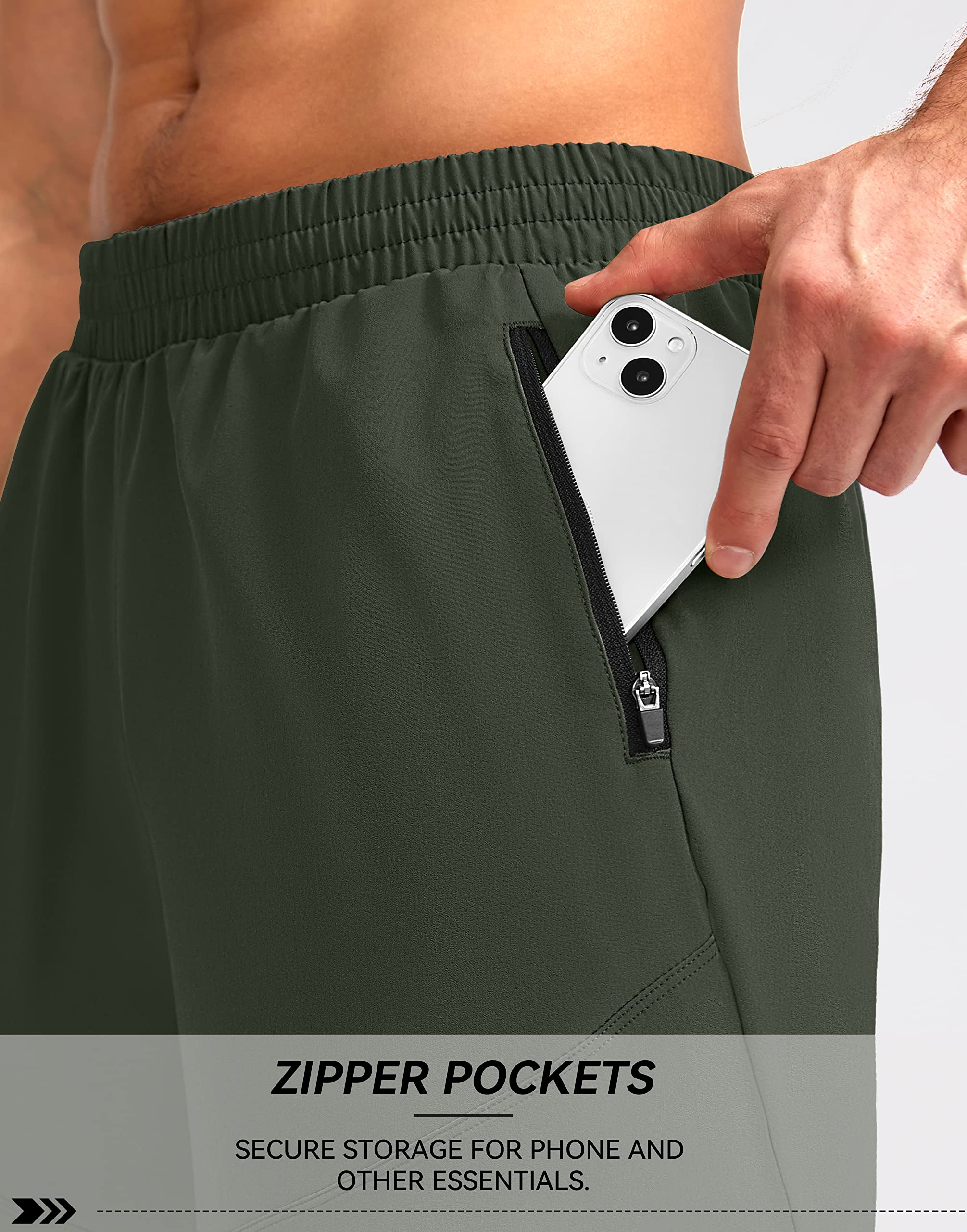Foto 5 pulgar | Pantalones Cortos Para Correr Pudolla Para Hombre, Entrenamiento Atlético, Color Verde Militar - Venta Internacional.