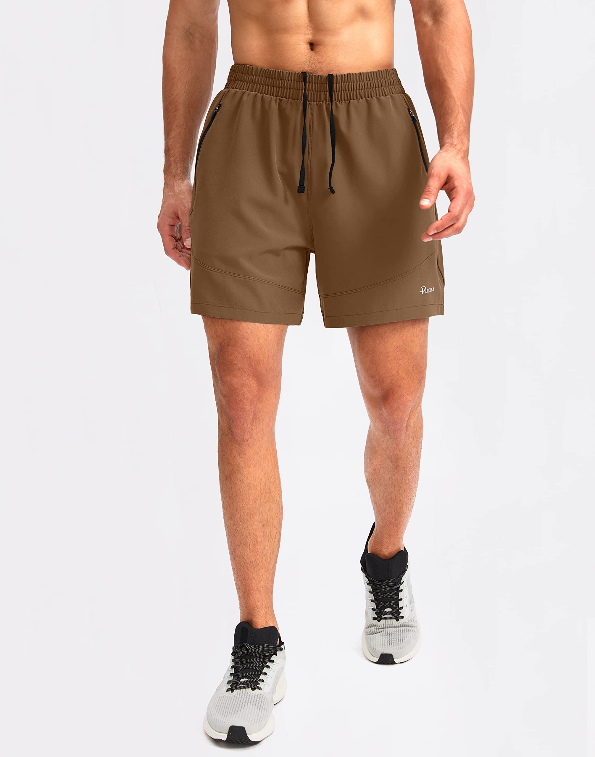 Foto 3 pulgar | Pantalones Cortos Para Correr Pudolla Para Hombre, Entrenamiento Atlético, Marrón 3xl - Venta Internacional.