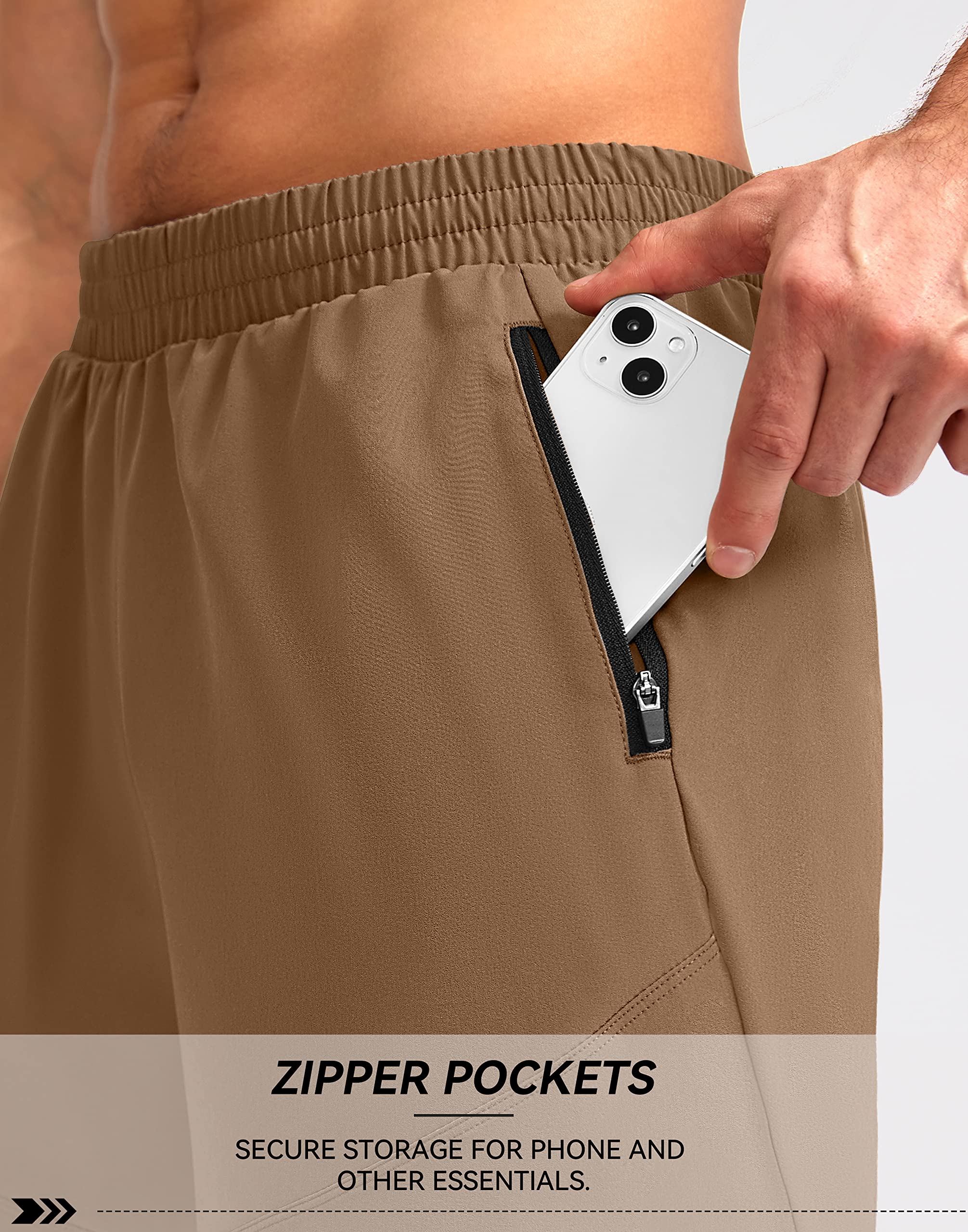 Foto 5 pulgar | Pantalones Cortos Para Correr Pudolla Para Hombre, Entrenamiento Atlético, Marrón 3xl - Venta Internacional.