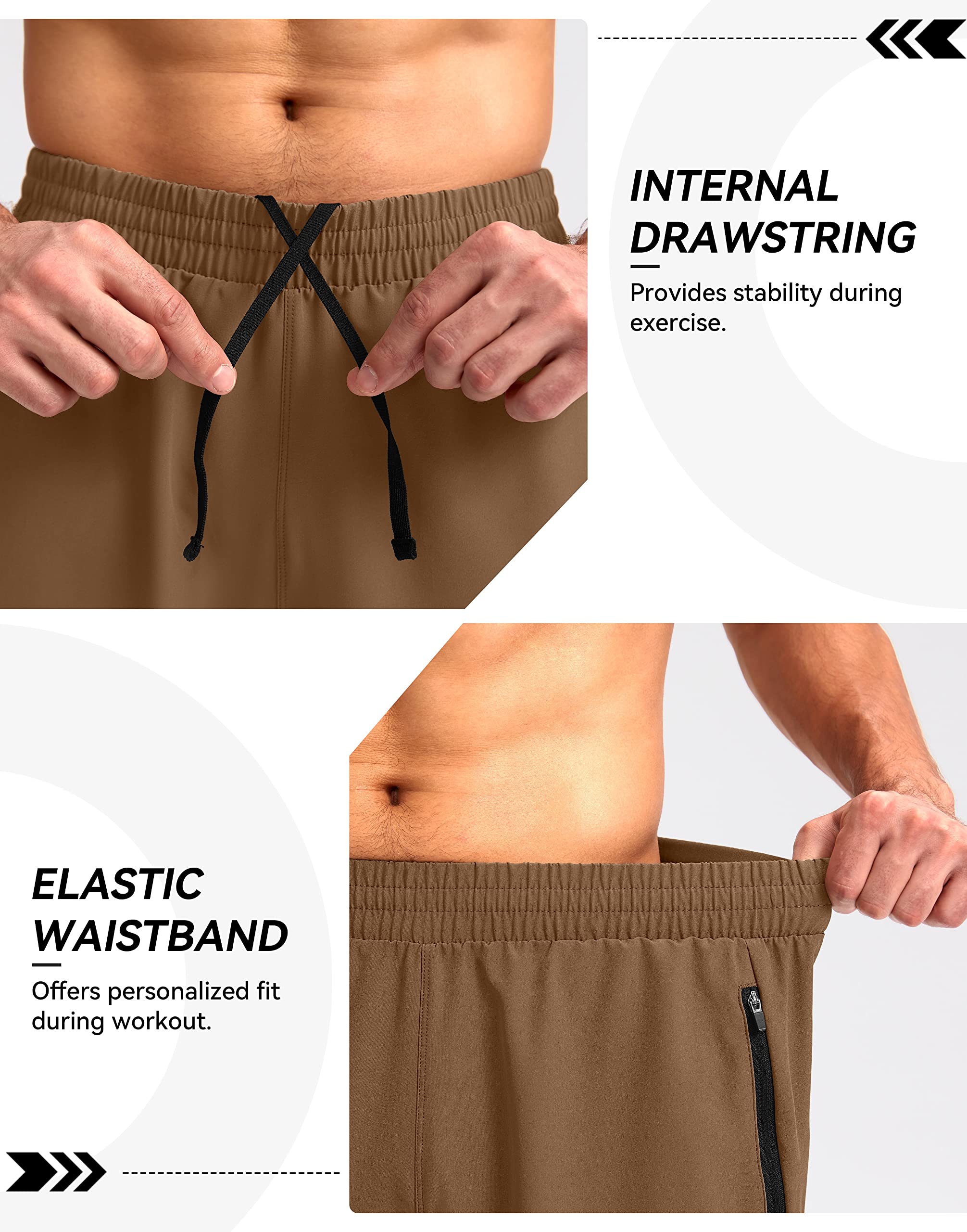 Foto 6 pulgar | Pantalones Cortos Para Correr Pudolla Para Hombre, Entrenamiento Atlético, Marrón 3xl - Venta Internacional.