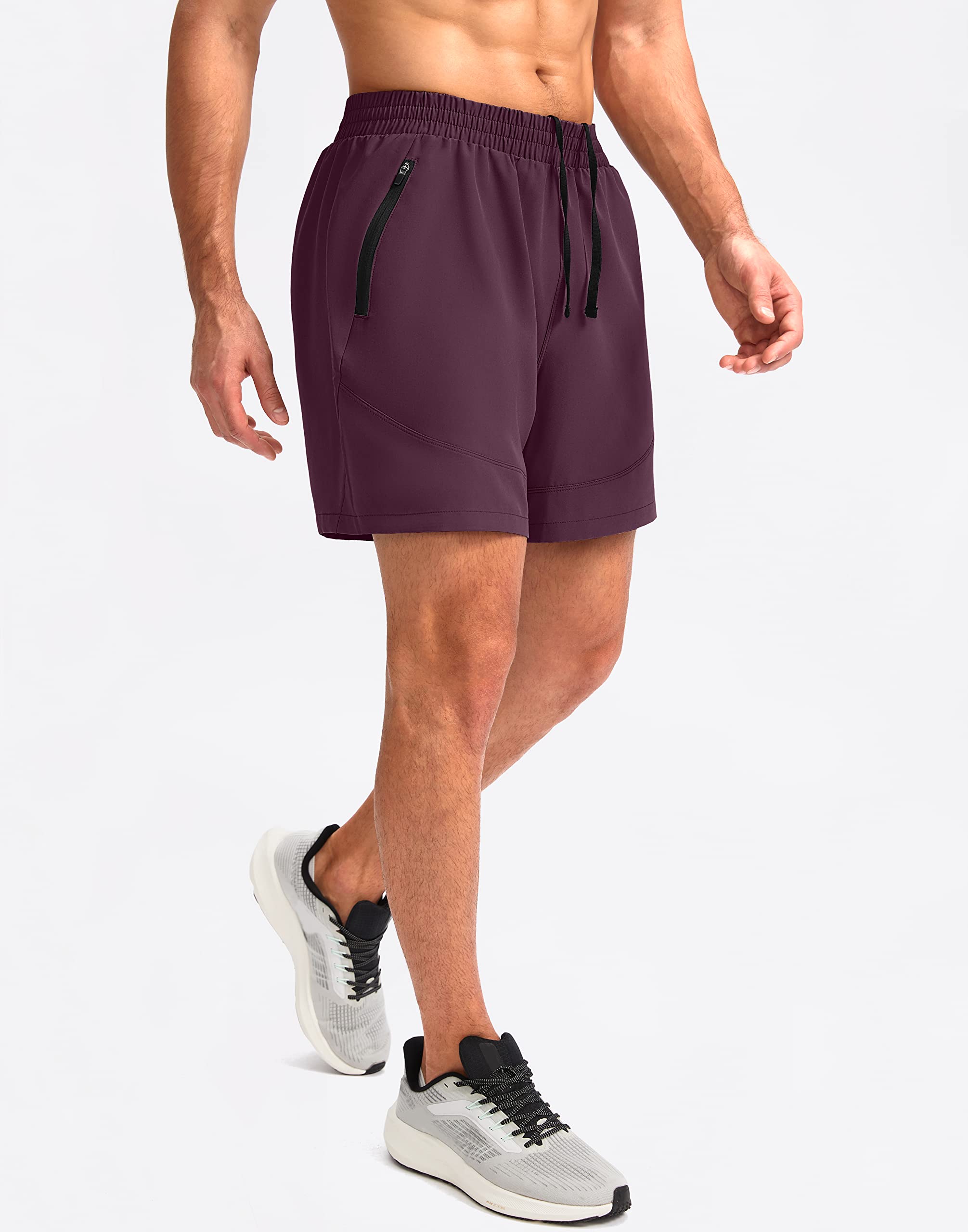 Foto 2 | Pantalones Cortos Para Correr Pudolla Para Hombre, Entrenamiento, Atlético, Color Vino M - Venta Internacional.