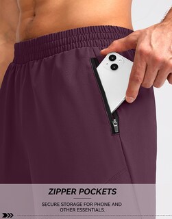Foto 4 | Pantalones Cortos Para Correr Pudolla Para Hombre, Entrenamiento, Atlético, Color Vino M - Venta Internacional.