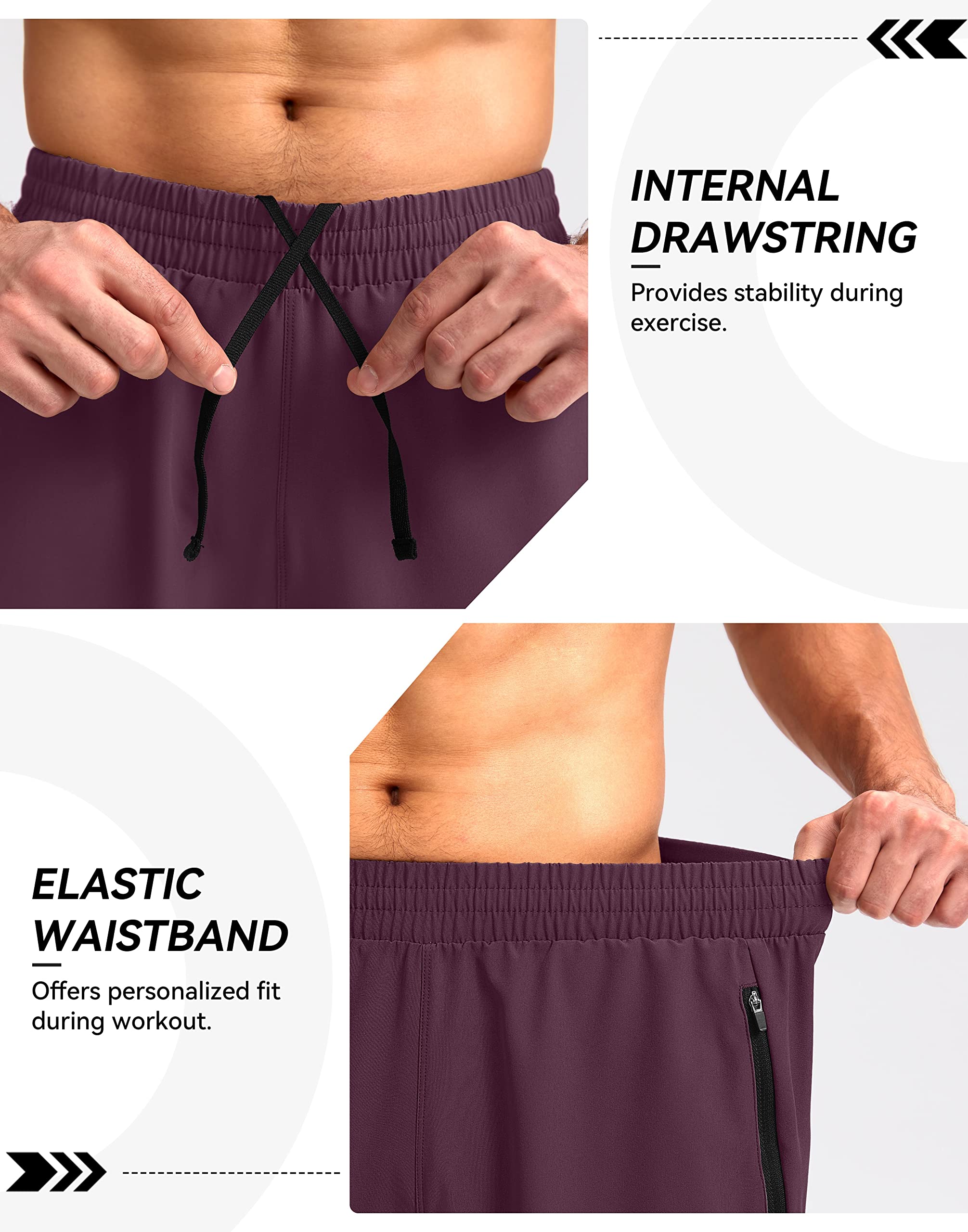 Foto 6 pulgar | Pantalones Cortos Para Correr Pudolla Para Hombre, Entrenamiento, Atlético, Color Vino M - Venta Internacional.