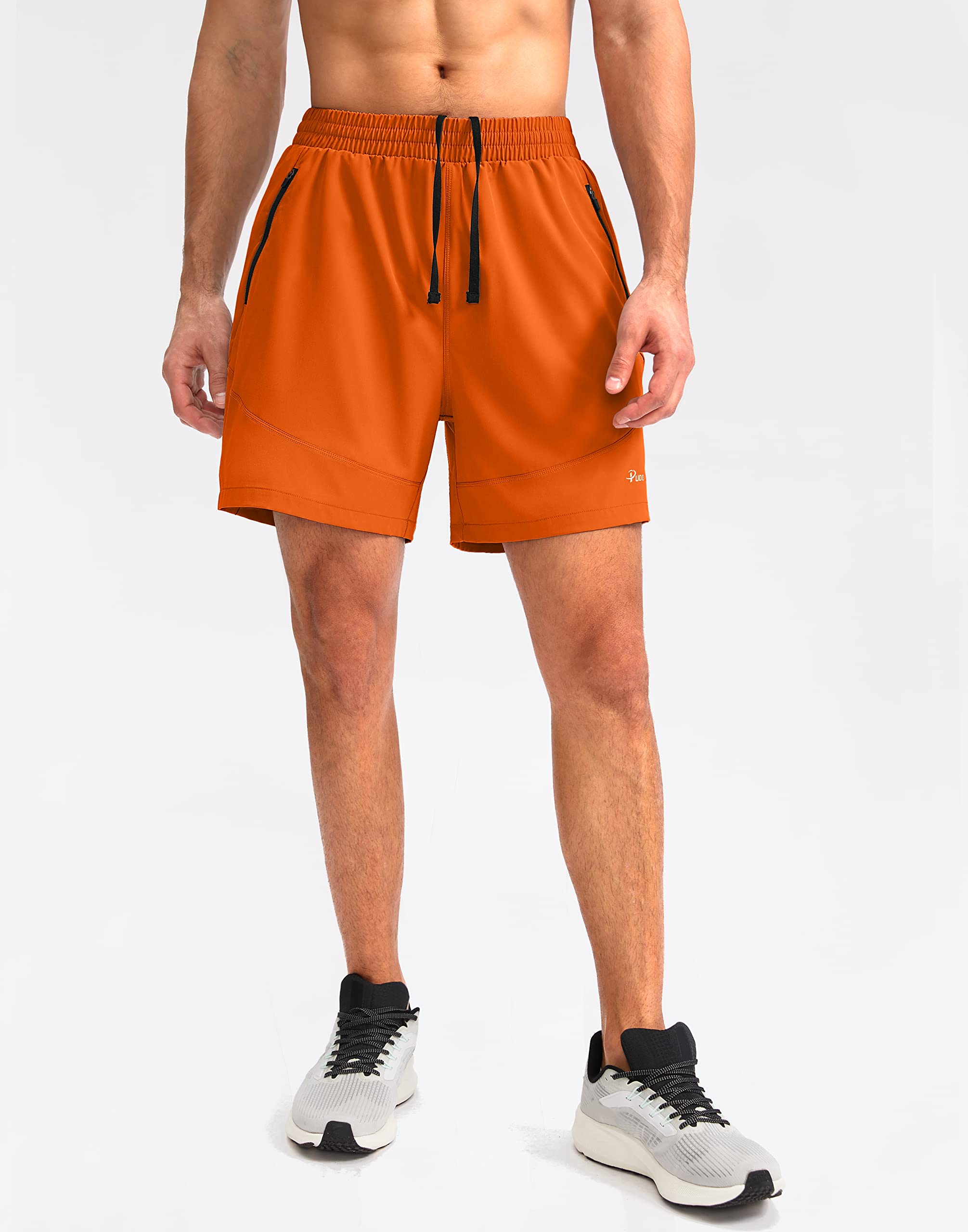 Foto 2 | Pantalones Cortos Para Correr Pudolla Para Hombre, Entrenamiento Atlético, Color Naranja - Venta Internacional.