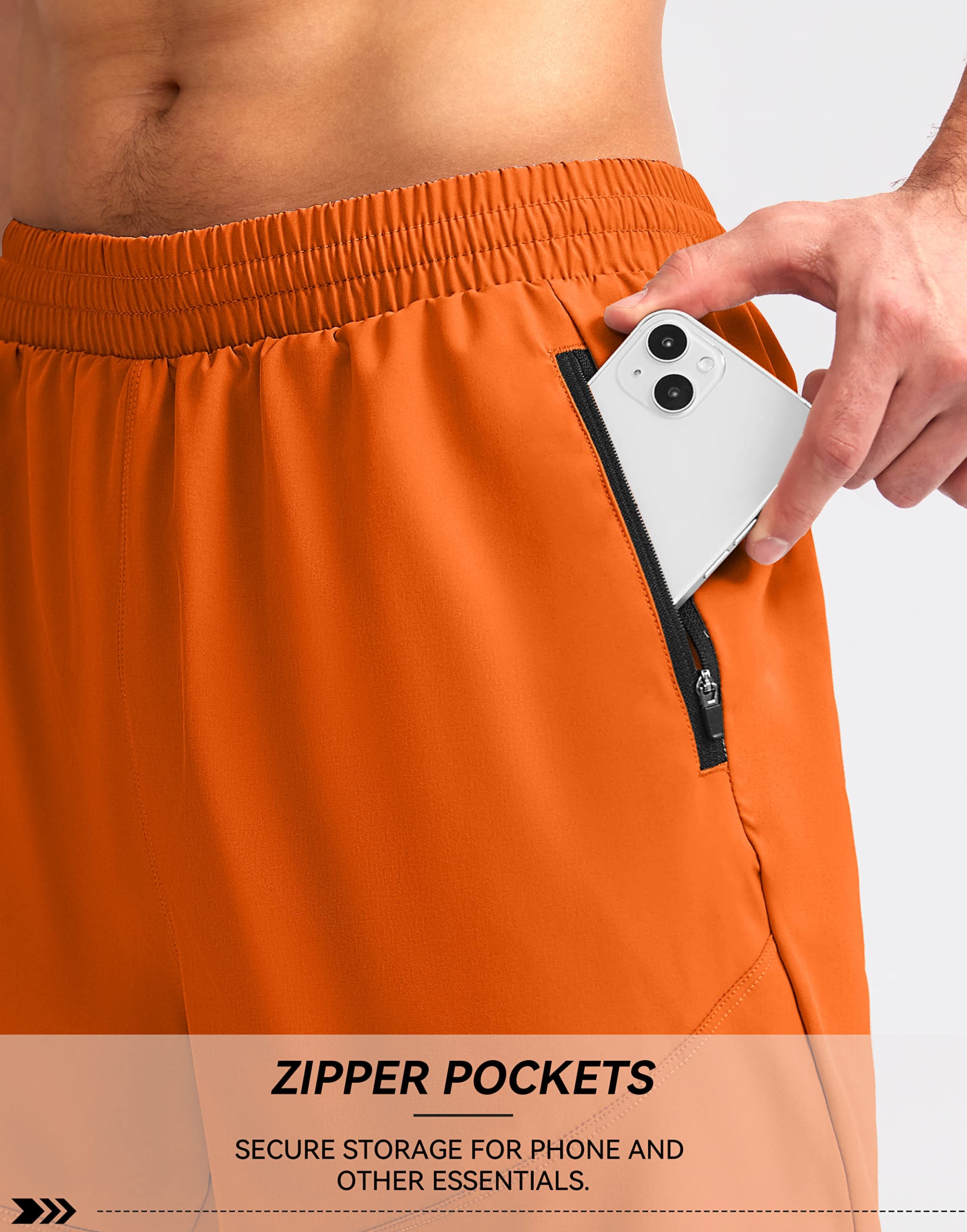Foto 5 pulgar | Pantalones Cortos Para Correr Pudolla Para Hombre, Entrenamiento Atlético, Color Naranja - Venta Internacional.