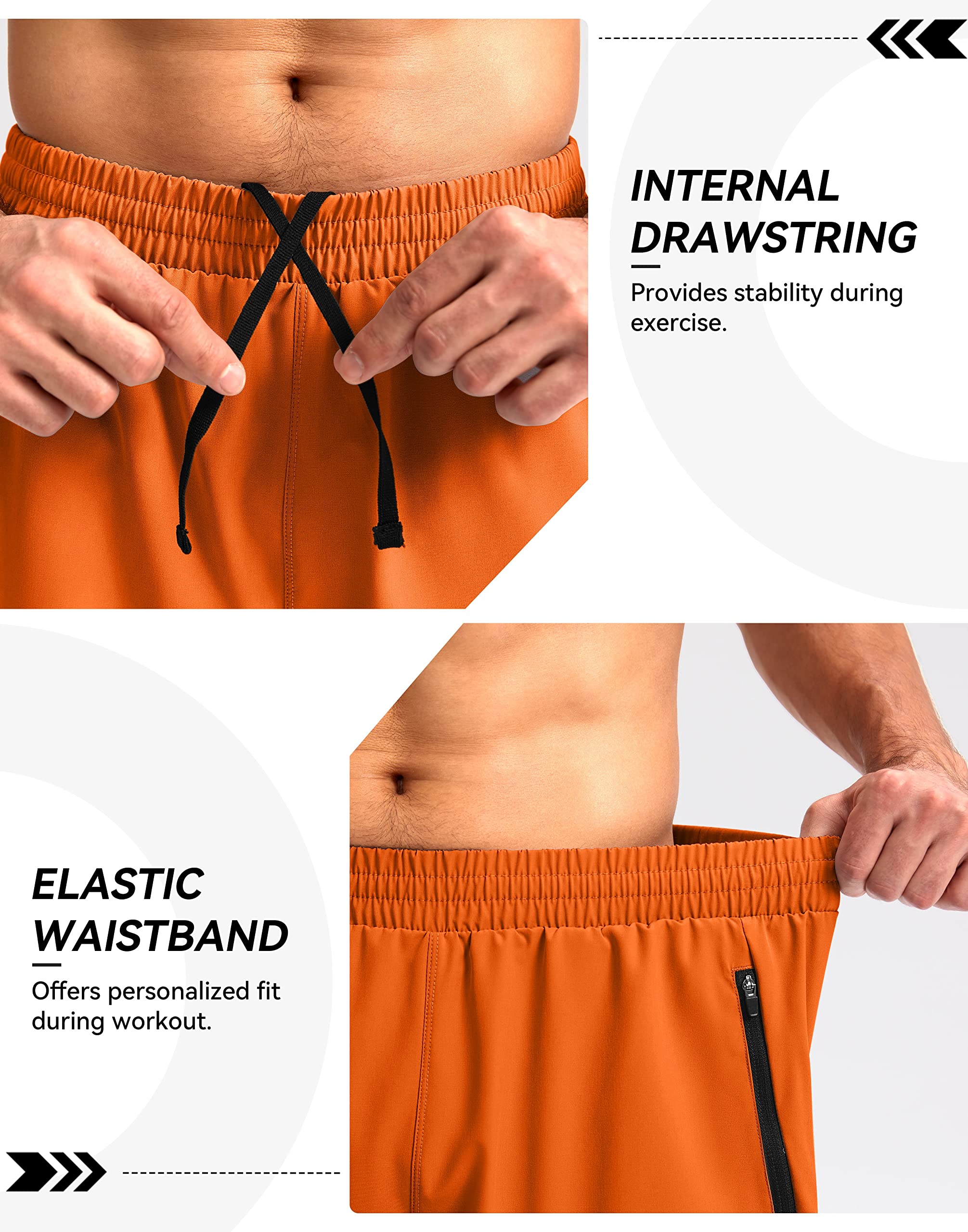 Foto 6 pulgar | Pantalones Cortos Para Correr Pudolla Para Hombre, Entrenamiento Atlético, Color Naranja - Venta Internacional.