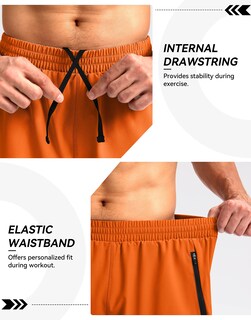 Foto 5 | Pantalones Cortos Para Correr Pudolla Para Hombre, Entrenamiento Atlético, Color Naranja - Venta Internacional.