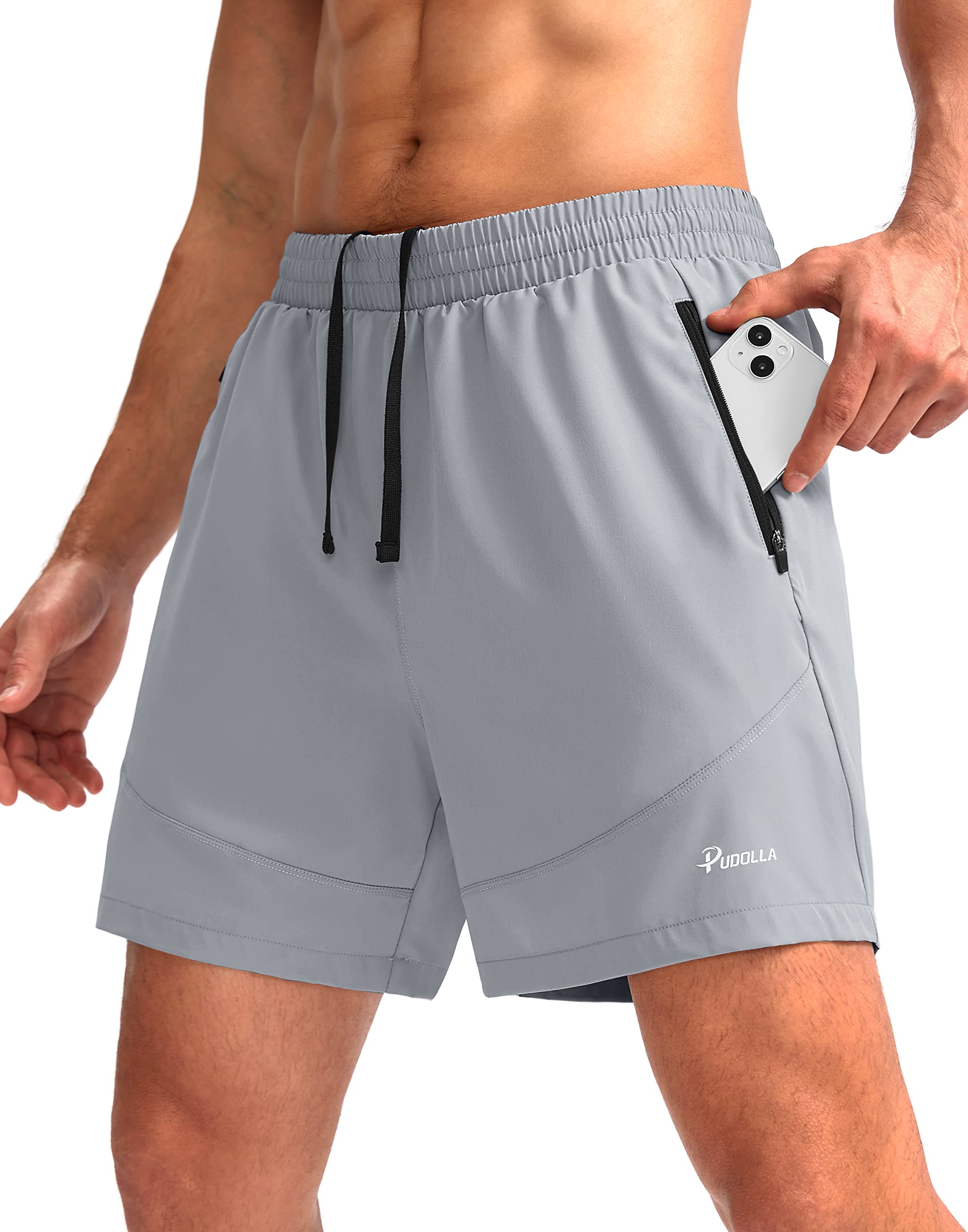 Short para Correr Pudolla para Hombre Gris Claro - Venta Internacional