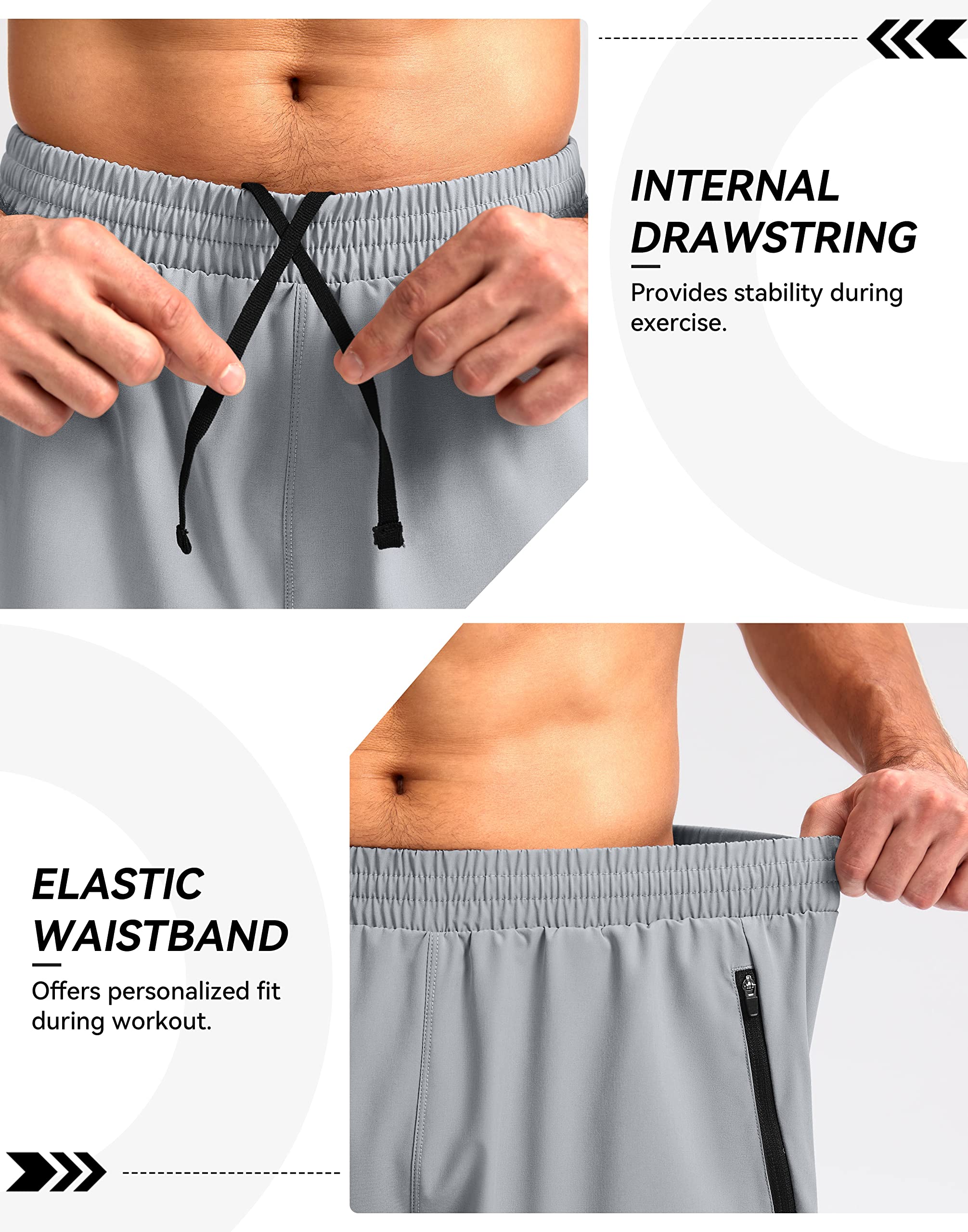 Foto 6 pulgar | Short para Correr Pudolla para Hombre Gris Claro - Venta Internacional