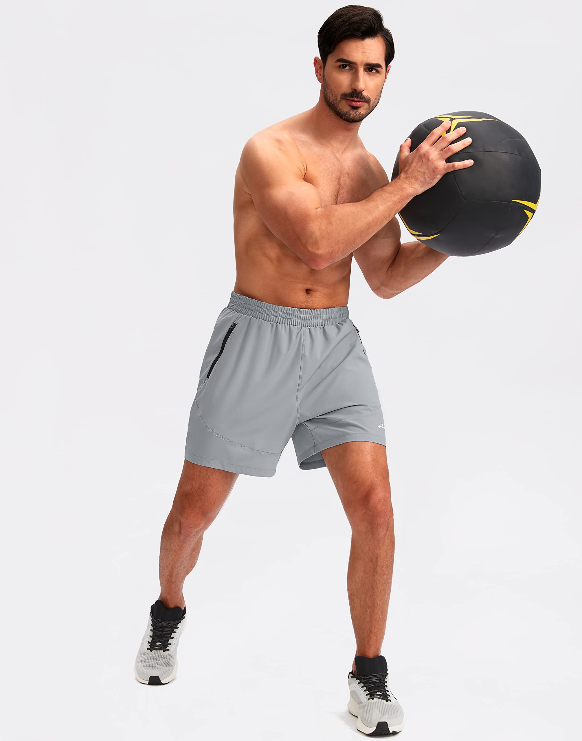 Foto 7 pulgar | Short para Correr Pudolla para Hombre Gris Claro - Venta Internacional