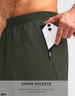 Foto 4 | Pantalones Cortos Para Correr Pudolla Para Hombre, Entrenamiento Atlético, Color Verde Militar - Venta Internacional.