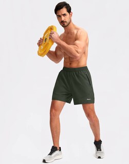 Foto 6 | Pantalones Cortos Para Correr Pudolla Para Hombre, Entrenamiento Atlético, Color Verde Militar - Venta Internacional.