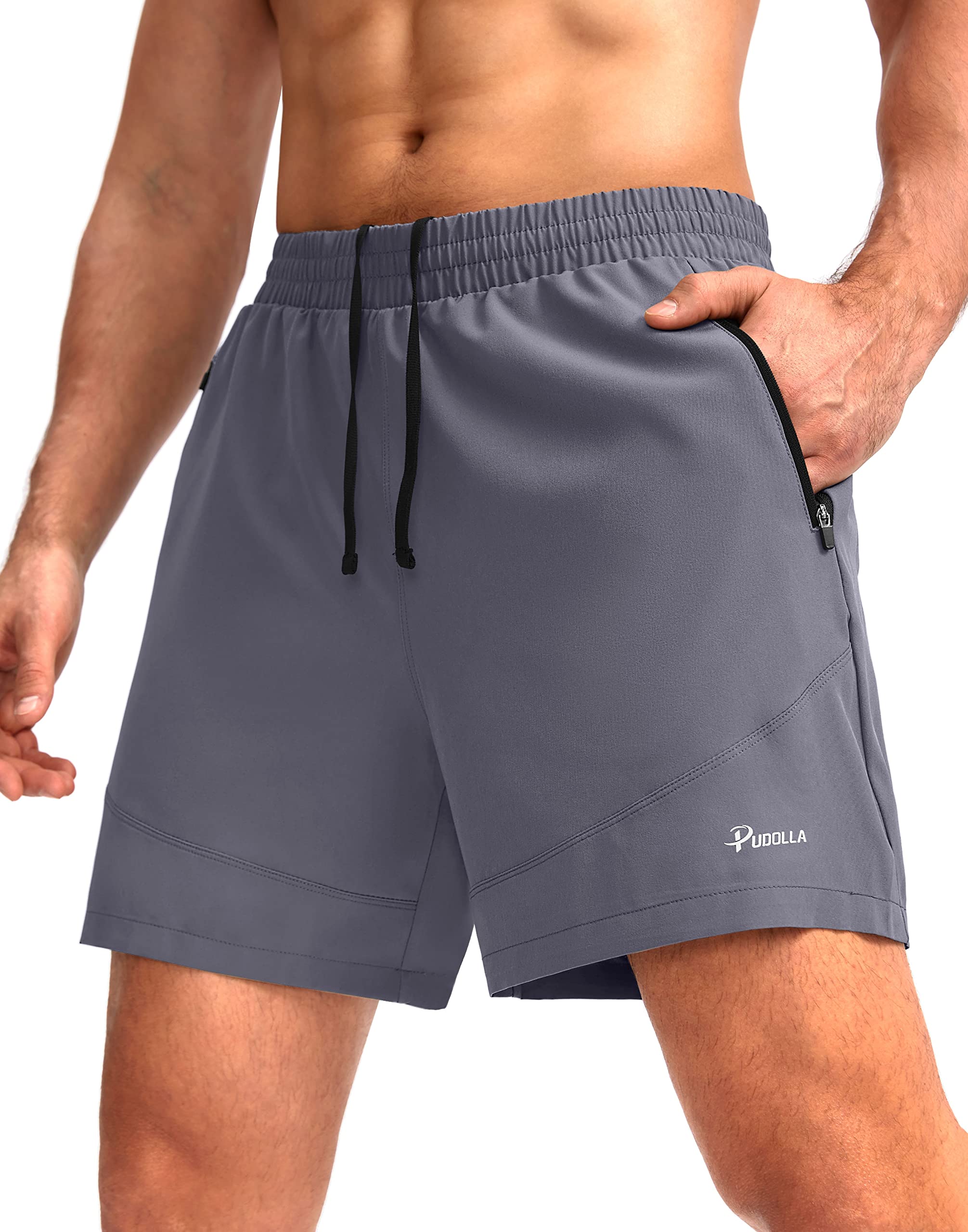 Foto 2 pulgar | Pantalones Cortos Para Correr Pudolla Para Hombre, Entrenamiento, Atlético, Color Gris, Talla Xs - Venta Internacional.