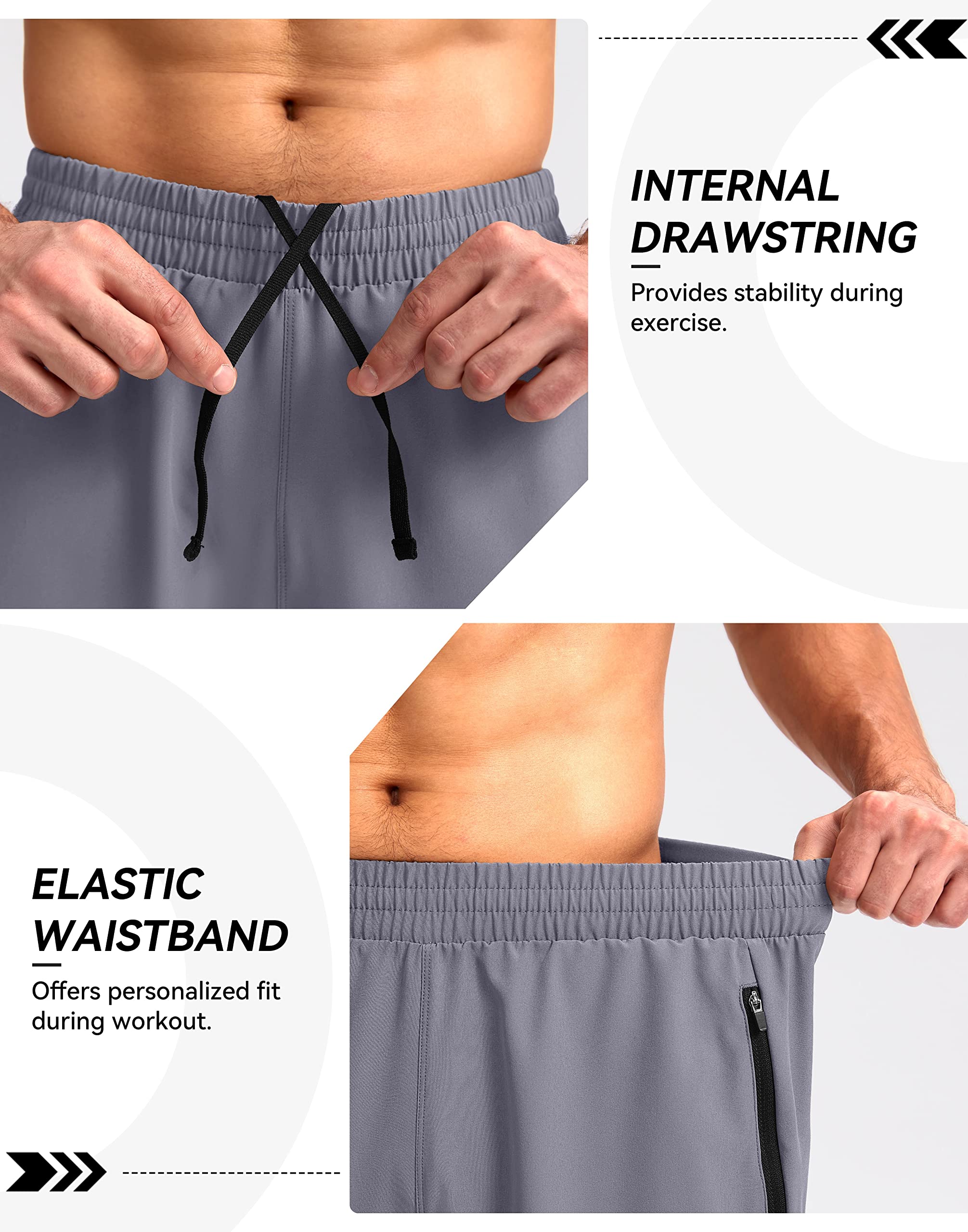 Foto 6 pulgar | Pantalones Cortos Para Correr Pudolla Para Hombre, Entrenamiento, Atlético, Color Gris, Talla Xs - Venta Internacional.