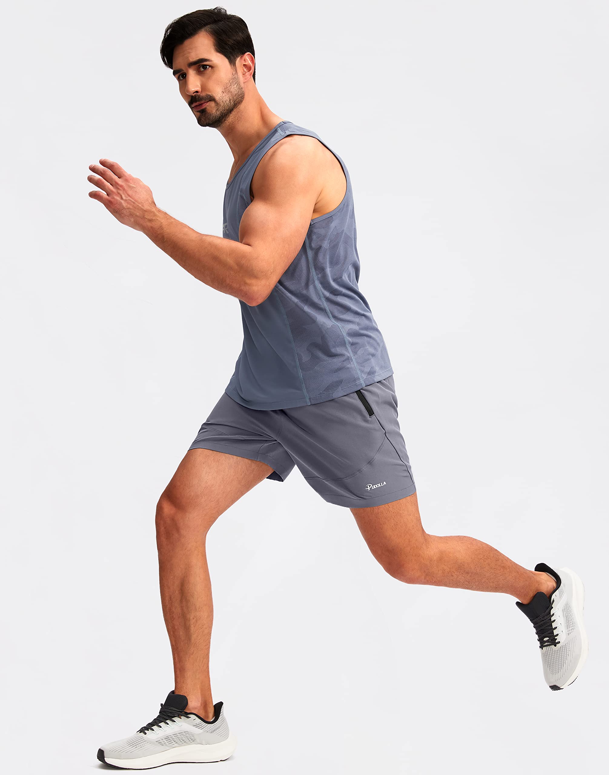 Foto 7 pulgar | Pantalones Cortos Para Correr Pudolla Para Hombre, Entrenamiento, Atlético, Color Gris, Talla Xs - Venta Internacional.
