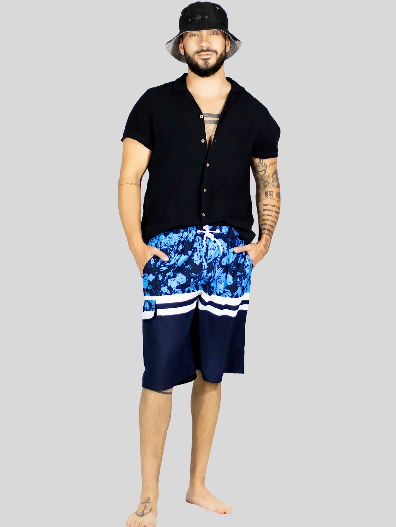Foto 3 pulgar | Short Playa Y Alberca Hombre Estampado Sh-063 D1 Traje Baño Con Forro