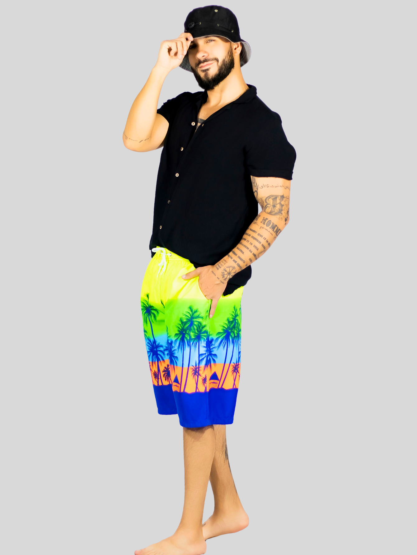Foto 4 pulgar | Short Playa Y Alberca Hombre Estampado Sh-063 D5 Traje Baño Con Forro