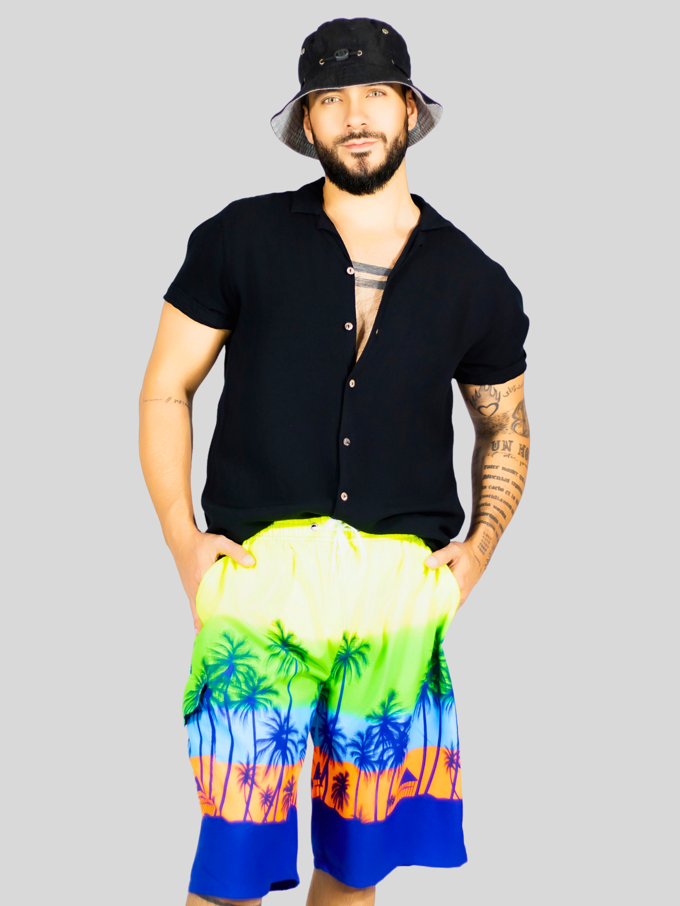 Foto 7 | Short Playa Y Alberca Hombre Estampado Sh-063 D5 Traje Baño Con Forro