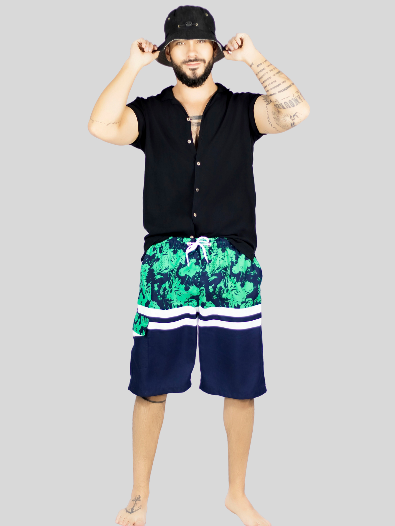 Foto 3 pulgar | Short Playa Y Alberca Hombre Estampado Sh-063 D2 Traje Baño Con Forro