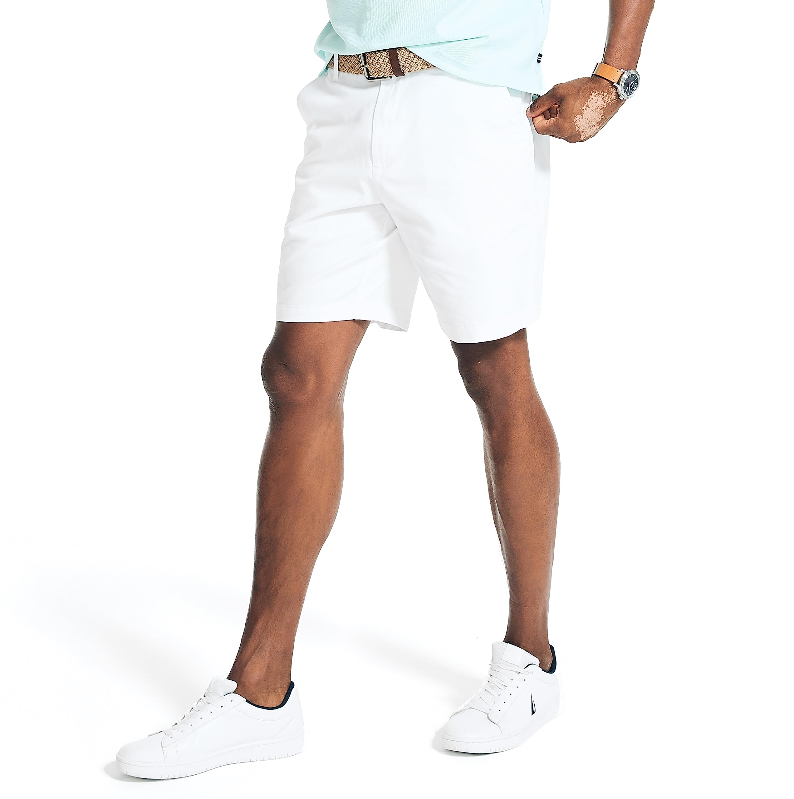 Pantalones Cortos Nautica Classic Fit, Parte Delantera Plana, Elástico, Chino Blanco - Venta Internacional. $1,227