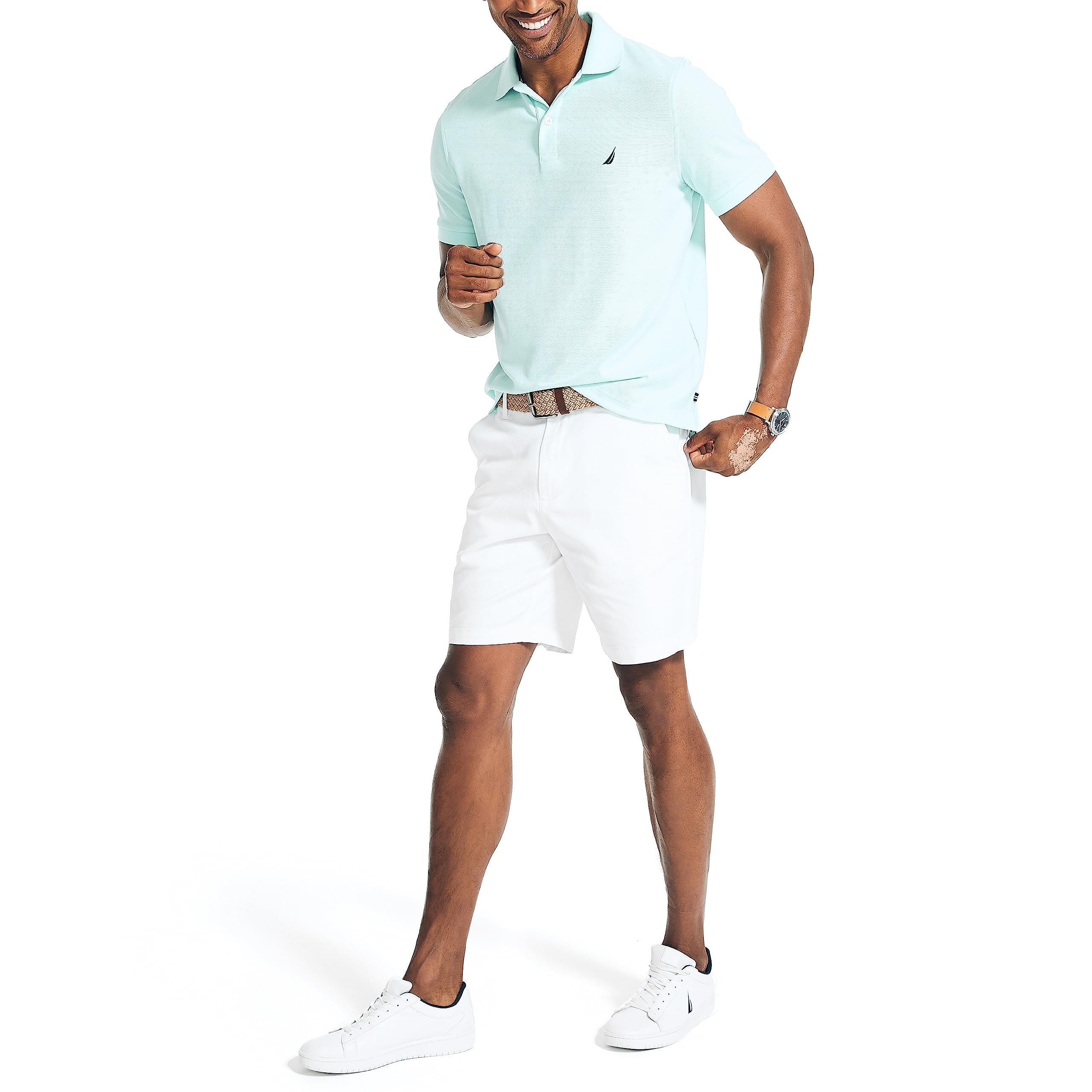 Foto 6 pulgar | Pantalones Cortos Nautica Classic Fit, Parte Delantera Plana, Elástico, Chino Blanco - Venta Internacional.