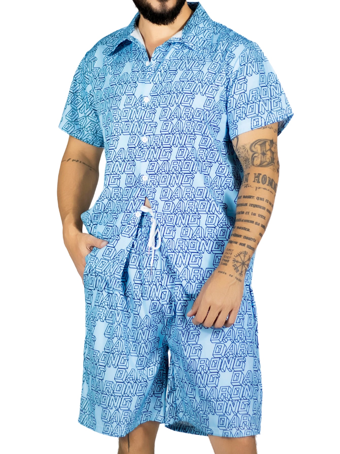 Conjunto Hombre Verano Camisa Y Short A Juego Conj-076 Diseño 15 Alberca Playa Y Calor $399
