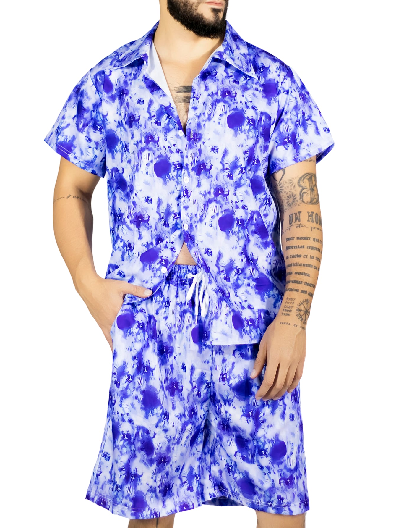 Conjunto Hombre Verano Camisa Y Short A Juego Conj-076 Diseño 13 Alberca Playa Y Calor $399
