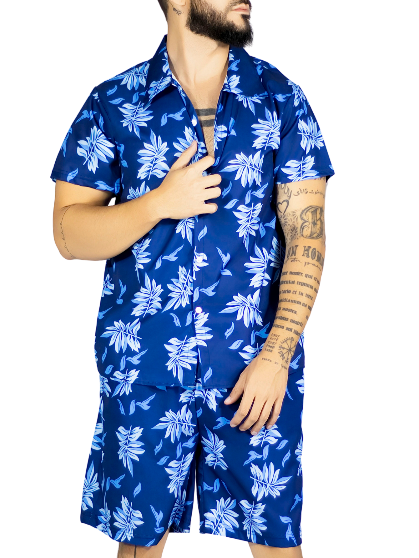 Foto 2 pulgar | Conjunto Hombre Verano Camisa Y Short A Juego Conj-076 Diseño 4 Alberca Playa Y Calor