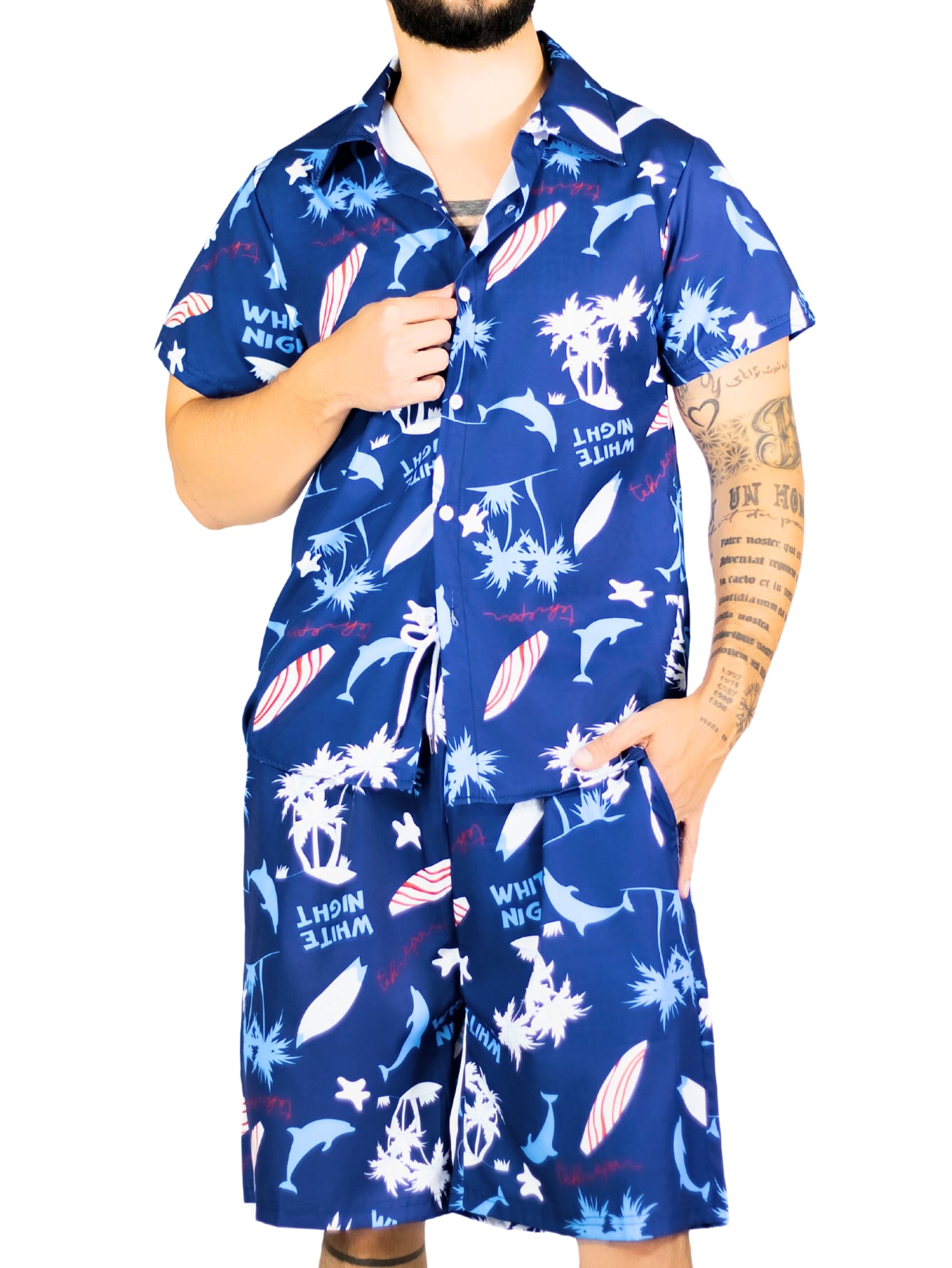Conjunto Hombre Verano Camisa Y Short A Juego Conj-076 Diseño 7 Alberca Playa Y Calor $399