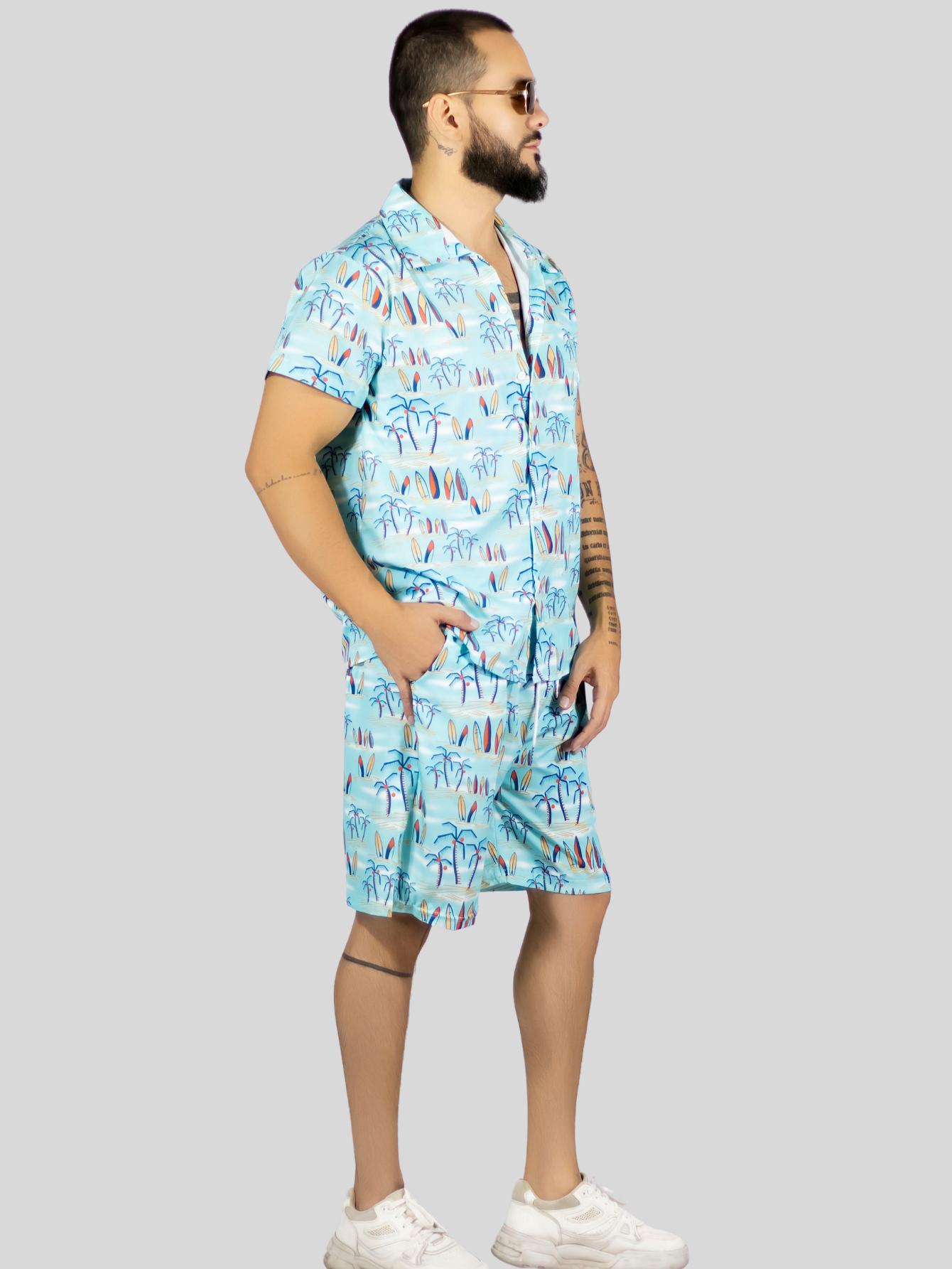 Foto 5 pulgar | Conjunto Hombre Verano Camisa Y Short A Juego Conj-076 Diseño 10 Alberca Playa Y Calor