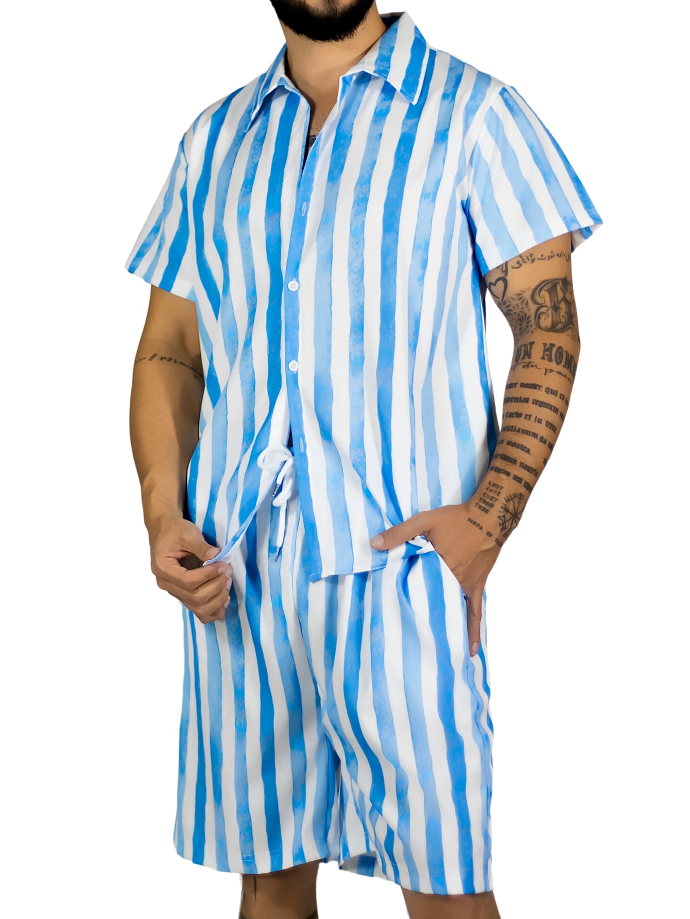 Conjunto Hombre Verano Camisa Y Short A Juego Conj-076 Diseño 3 Alberca Playa Y Calor $399