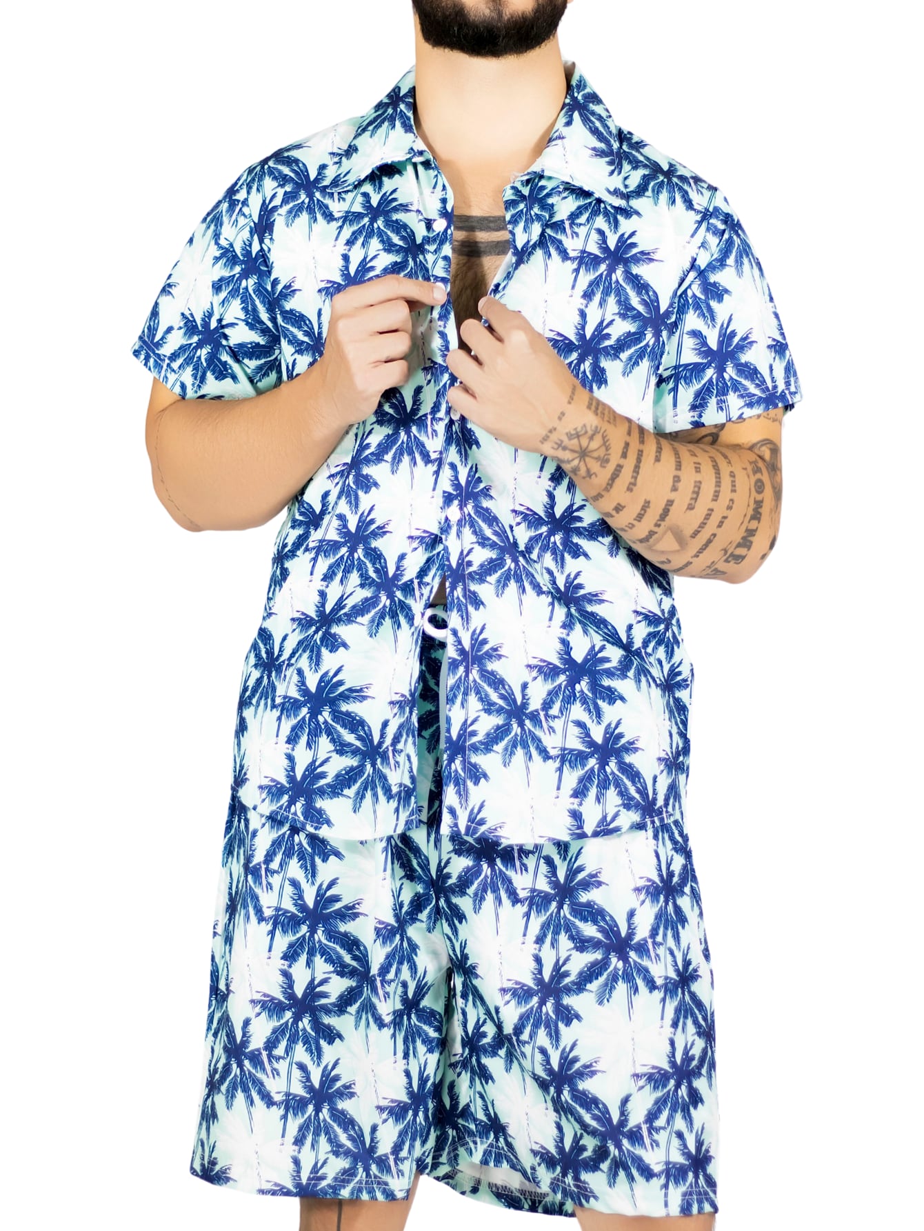 Conjunto Hombre Verano Camisa Y Short A Juego Conj-076 Diseño 14 Alberca Playa Y Calor $399
