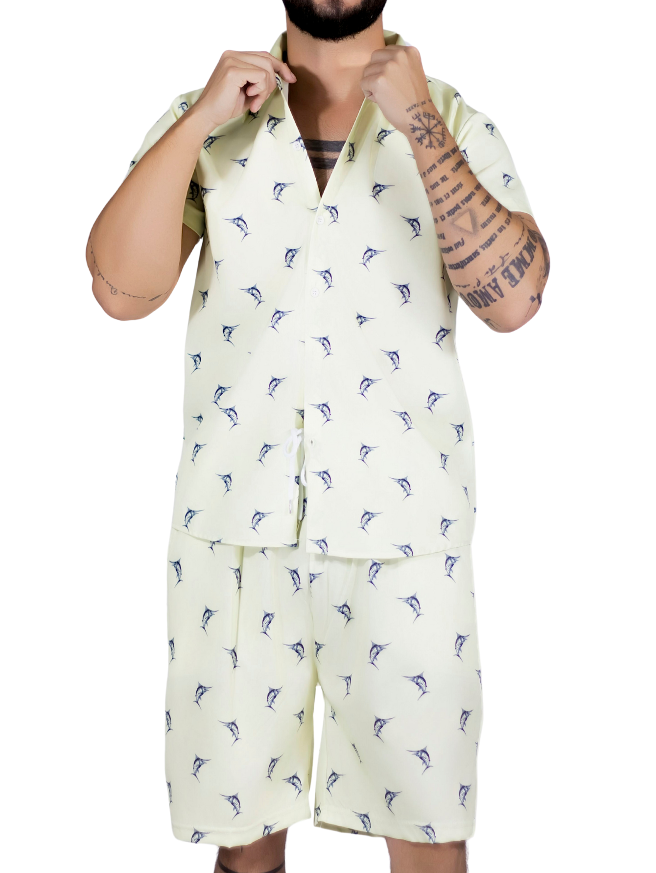 Foto 2 pulgar | Conjunto Hombre Verano Camisa Y Short A Juego Conj-076 Diseño 8 Alberca Playa Y Calor