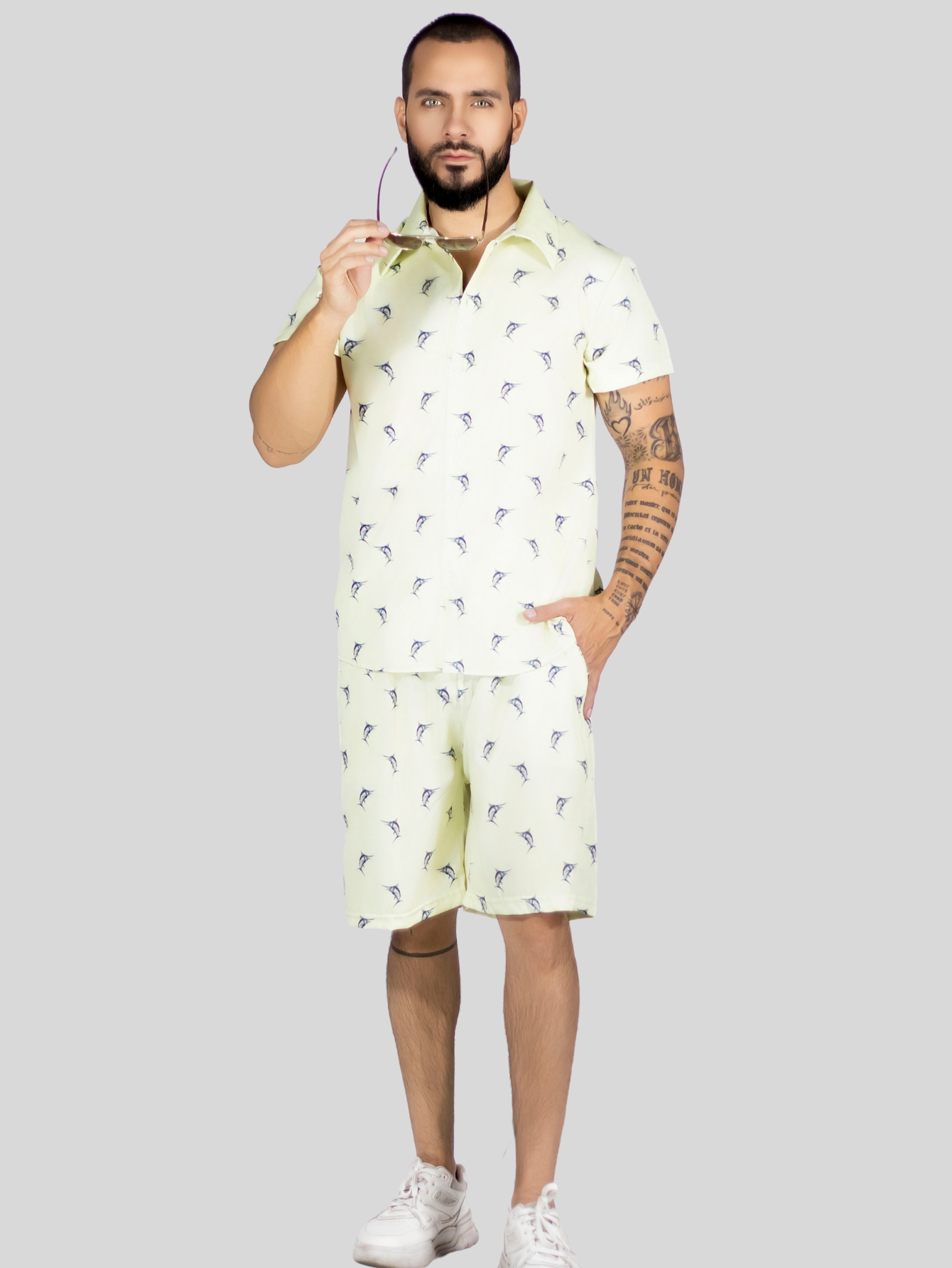 Foto 3 pulgar | Conjunto Hombre Verano Camisa Y Short A Juego Conj-076 Diseño 8 Alberca Playa Y Calor