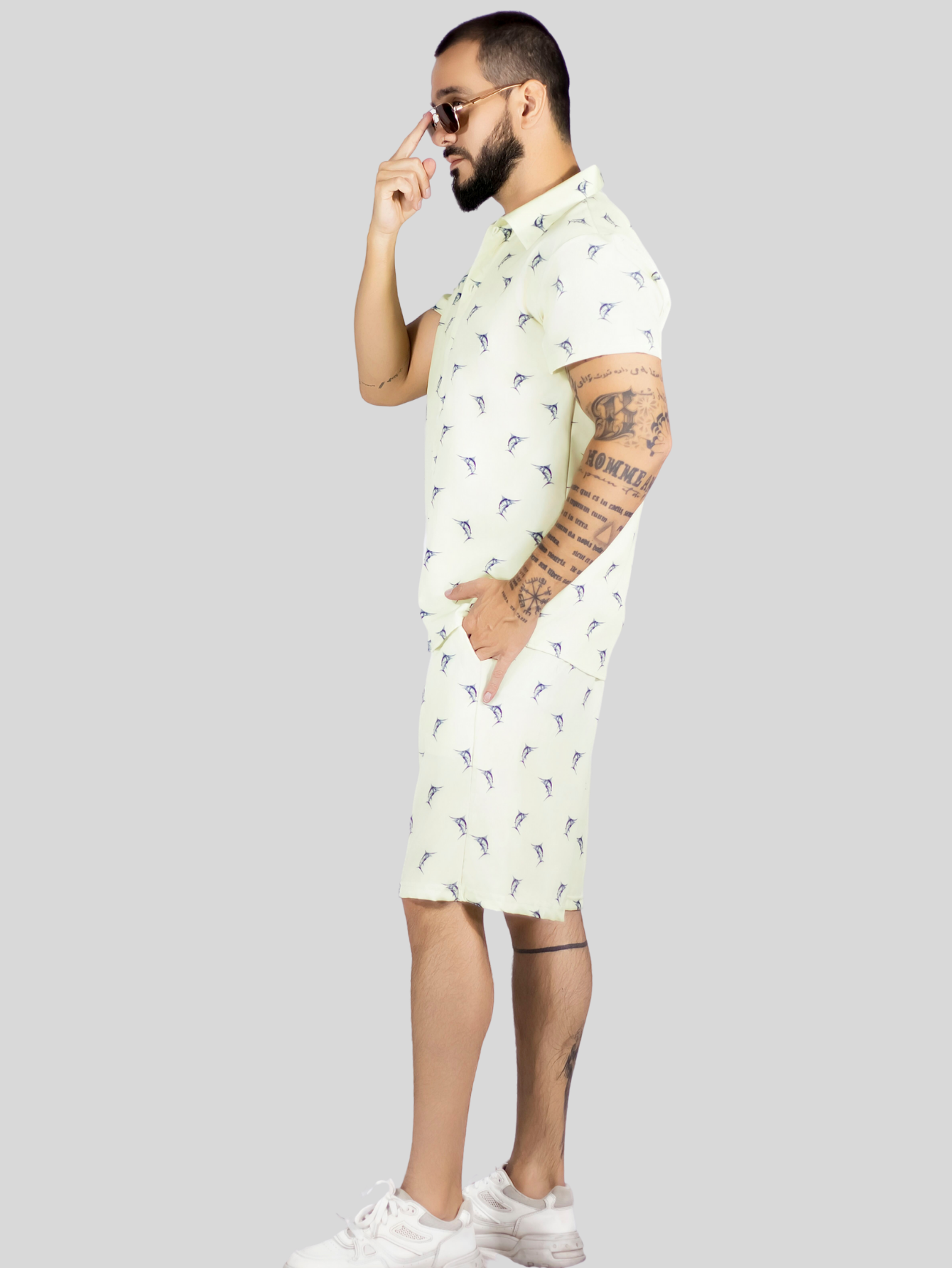 Foto 5 pulgar | Conjunto Hombre Verano Camisa Y Short A Juego Conj-076 Diseño 8 Alberca Playa Y Calor