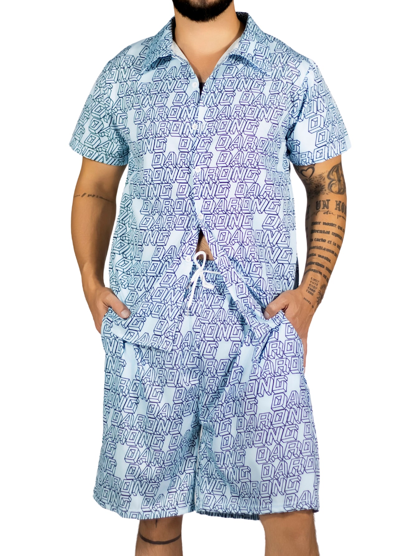 Conjunto Hombre Verano Camisa Y Short A Juego Conj-076 Diseño 6 Alberca Playa Y Calor $399