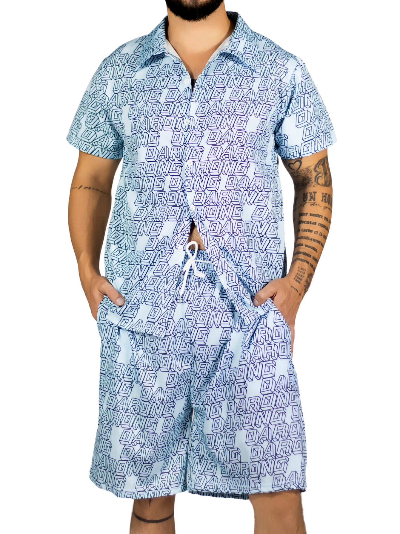 Foto 2 pulgar | Conjunto Hombre Verano Camisa Y Short A Juego Conj-076 Diseño 6 Alberca Playa Y Calor
