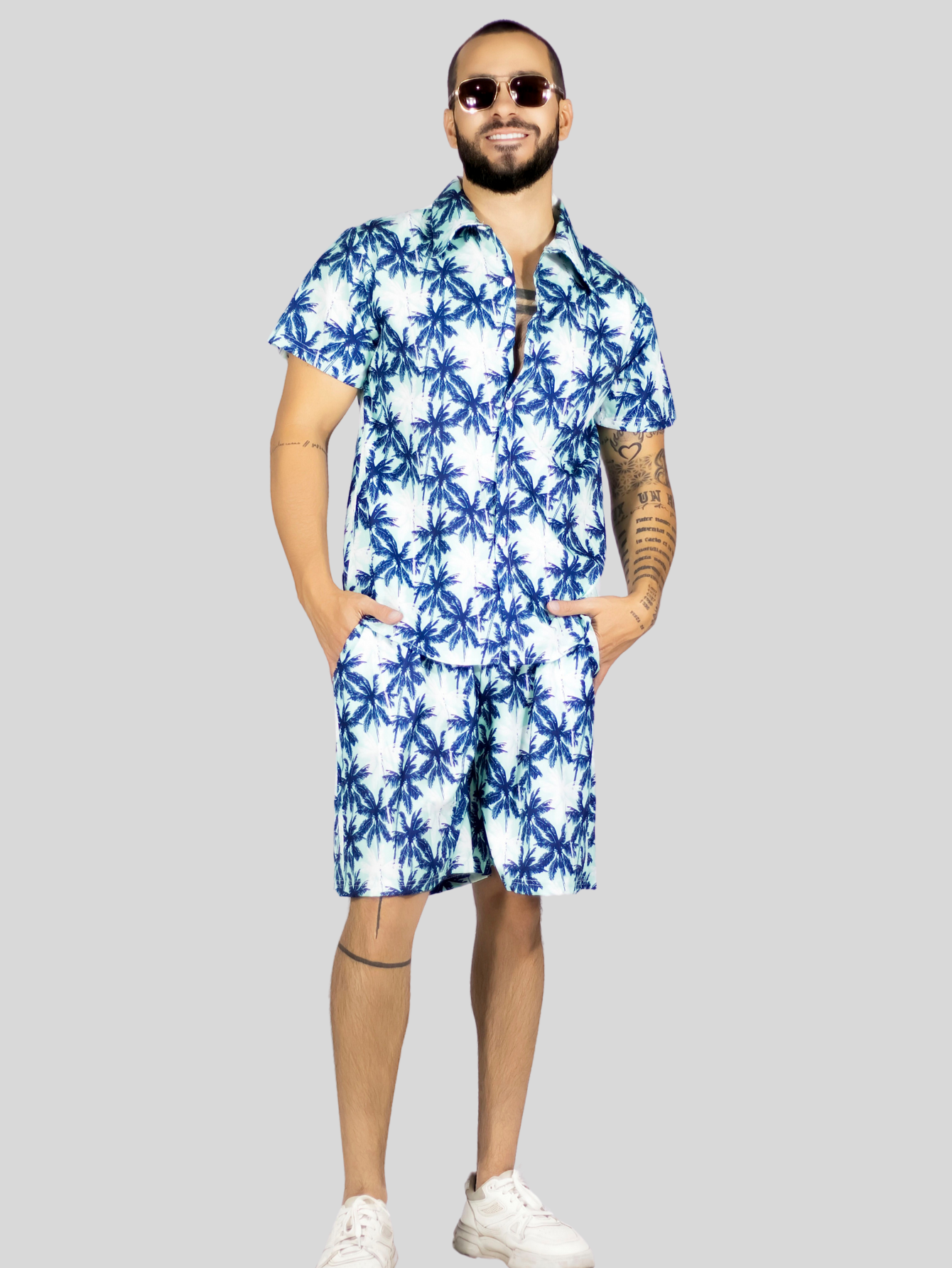 Foto 3 pulgar | Conjunto Hombre Verano Camisa Y Short A Juego Conj-076 Diseño 14 Alberca Playa Y Calor